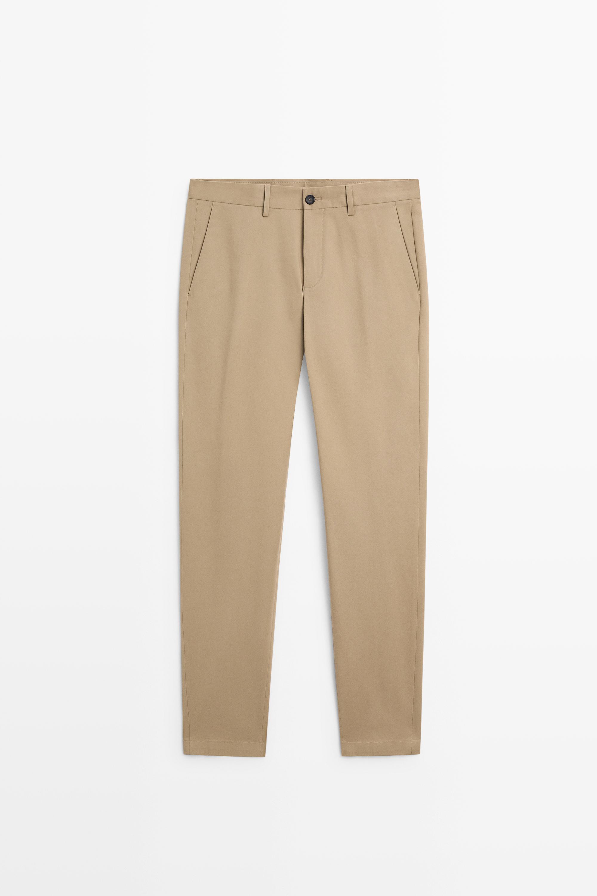 Cotton blend slim fit pants Ochre