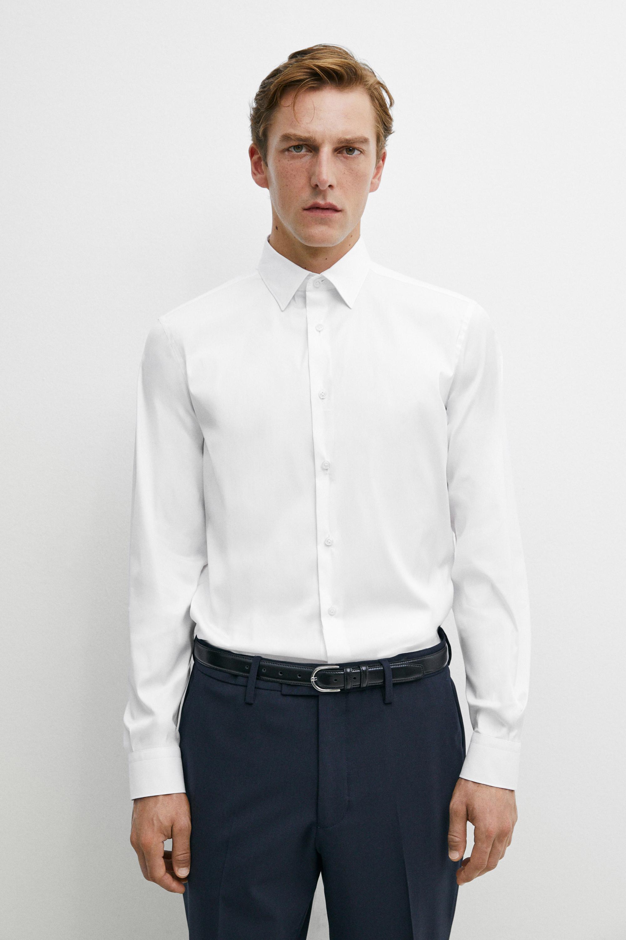 Slim fit stretch shirt White