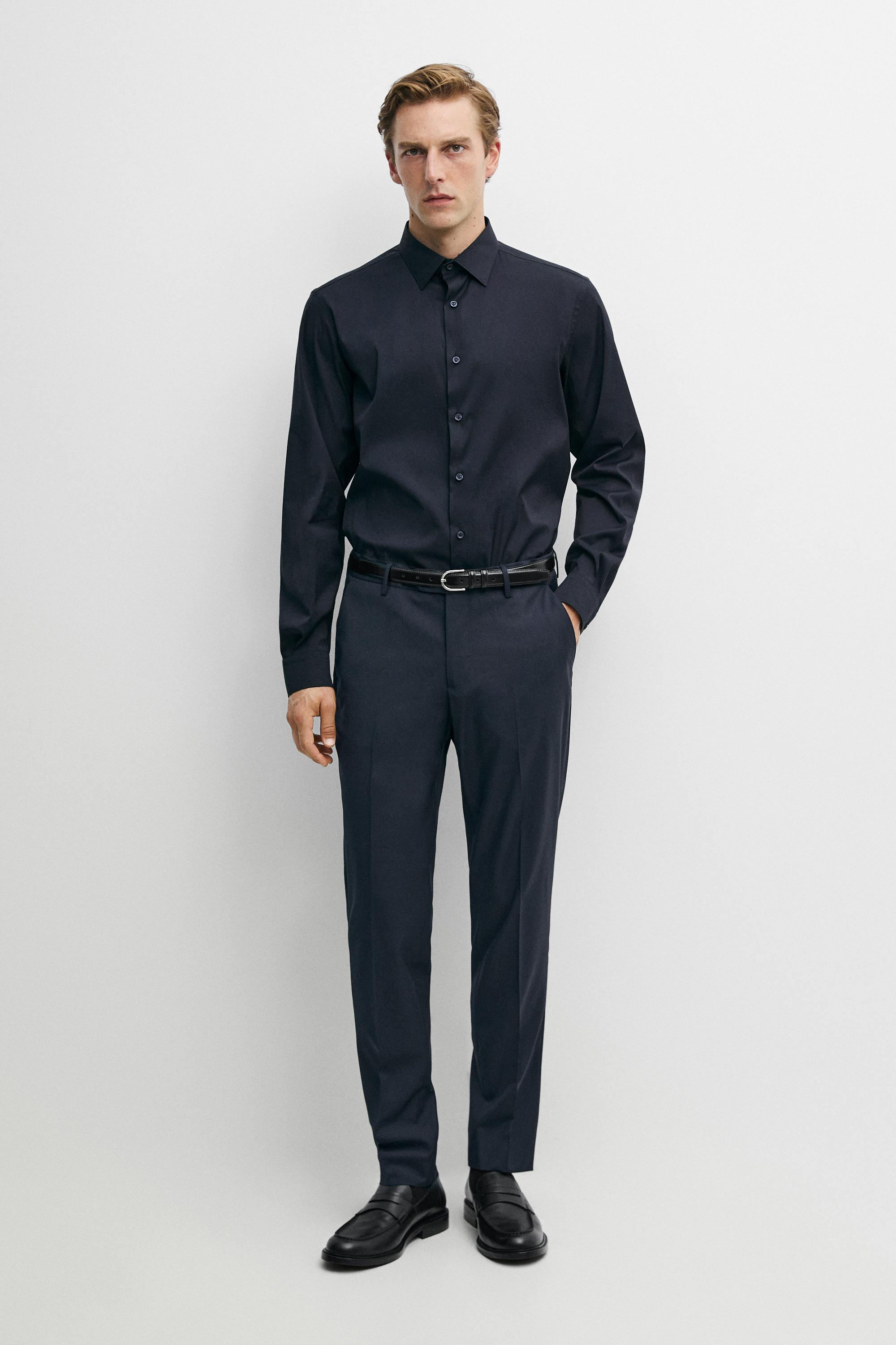 Slim fit stretch shirt Navy Blue