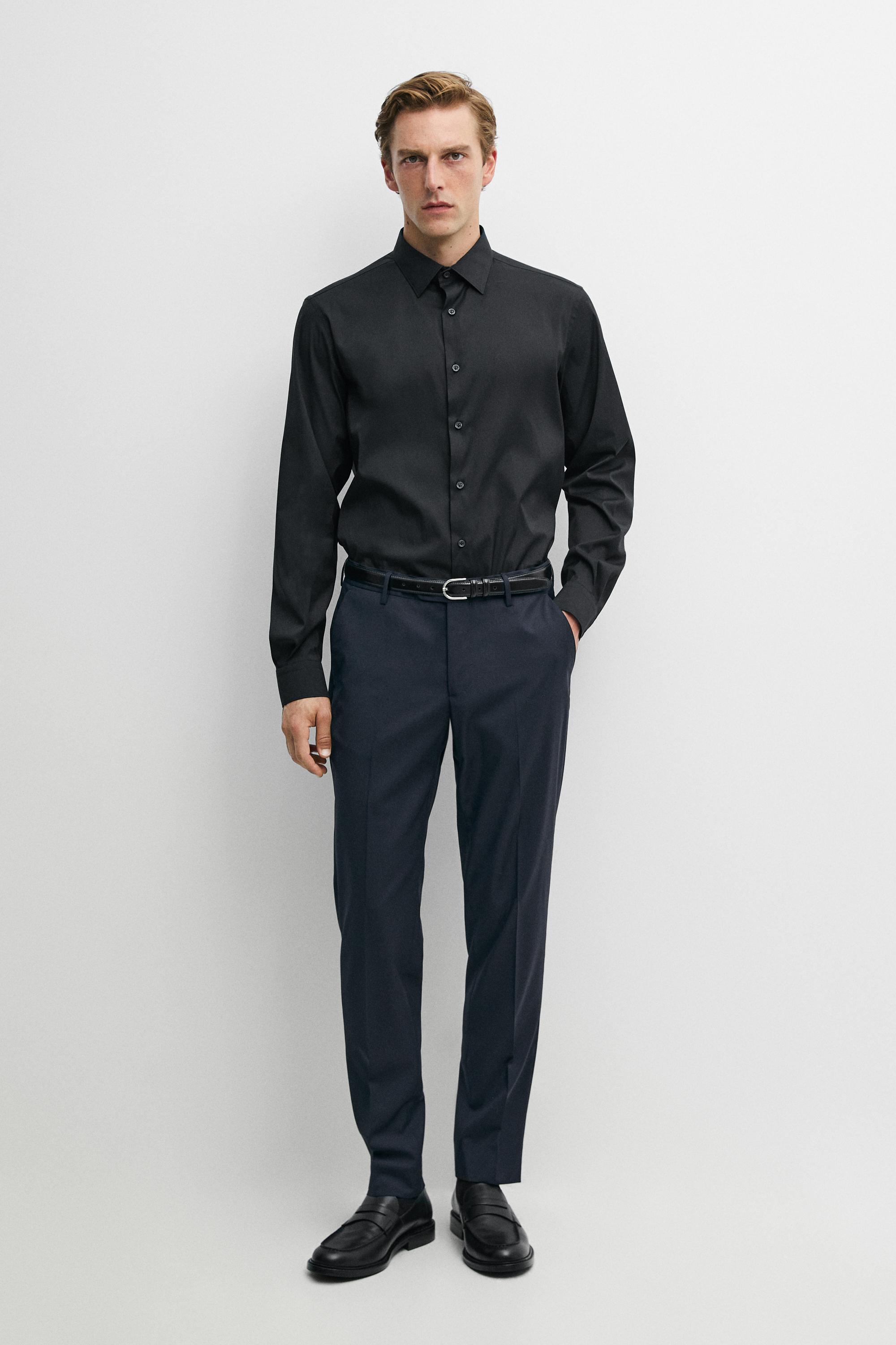 Slim fit stretch shirt Black