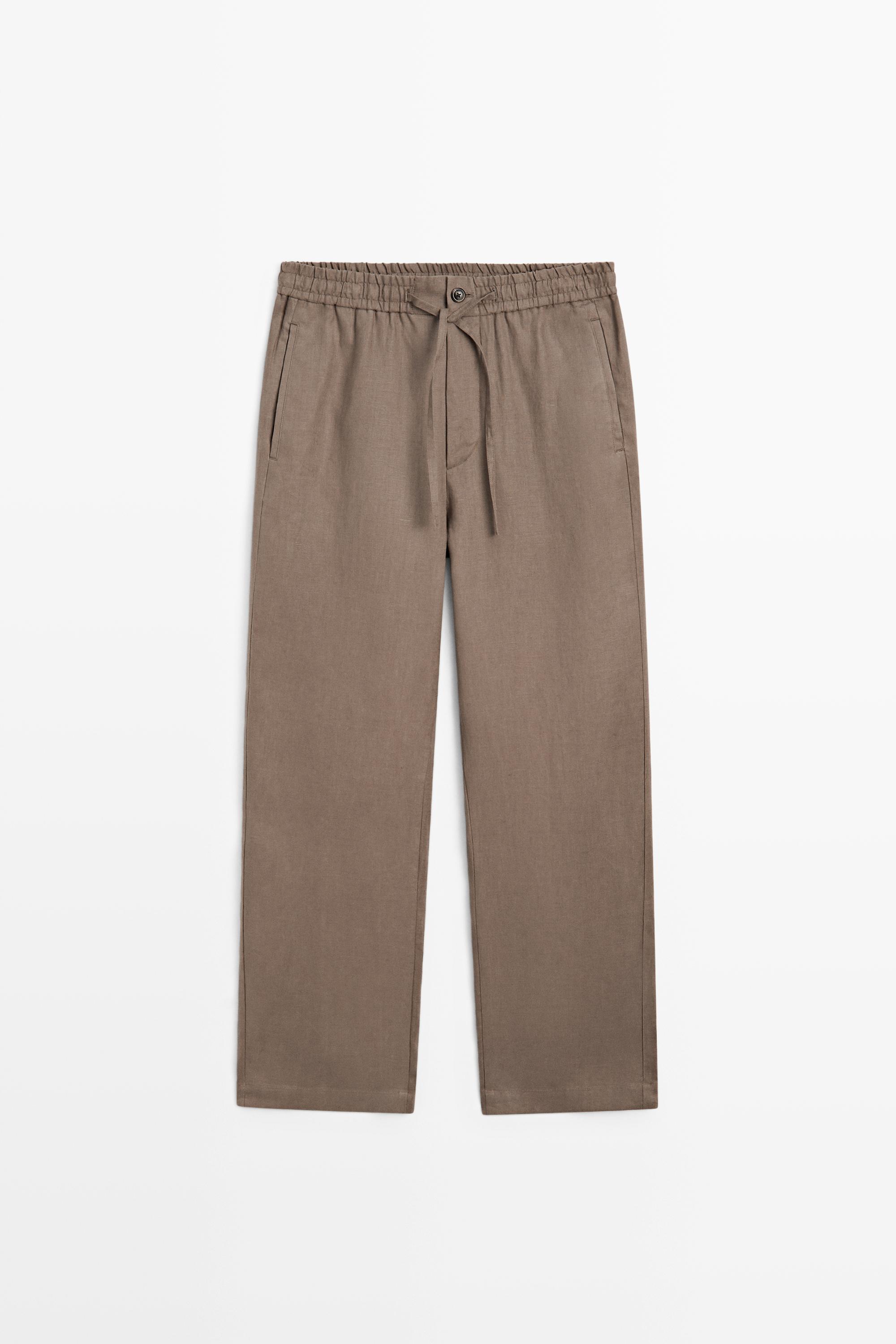 100% linen relaxed fit pants Mink