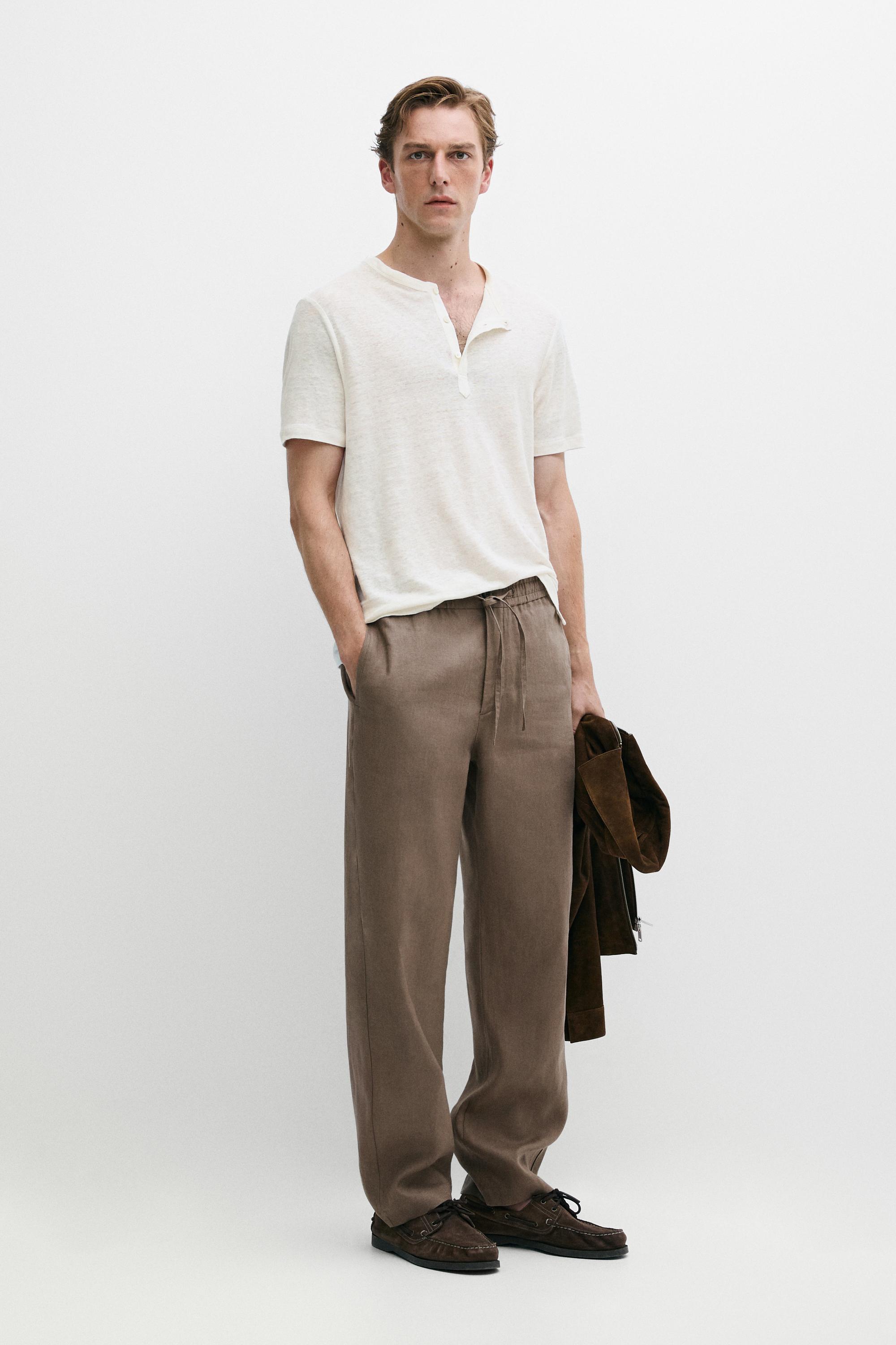 100% linen relaxed fit pants Mink