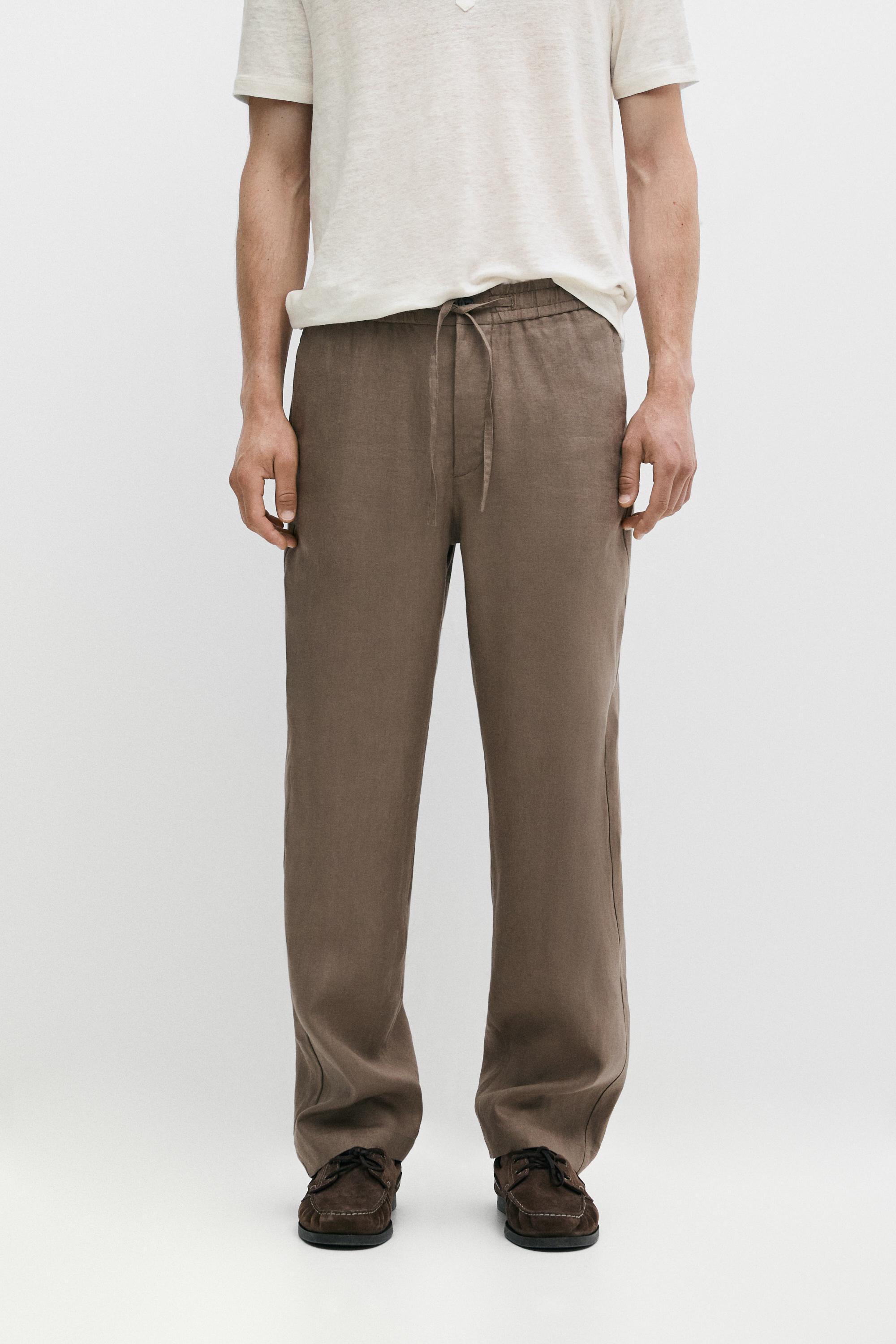 100% linen relaxed fit pants Mink
