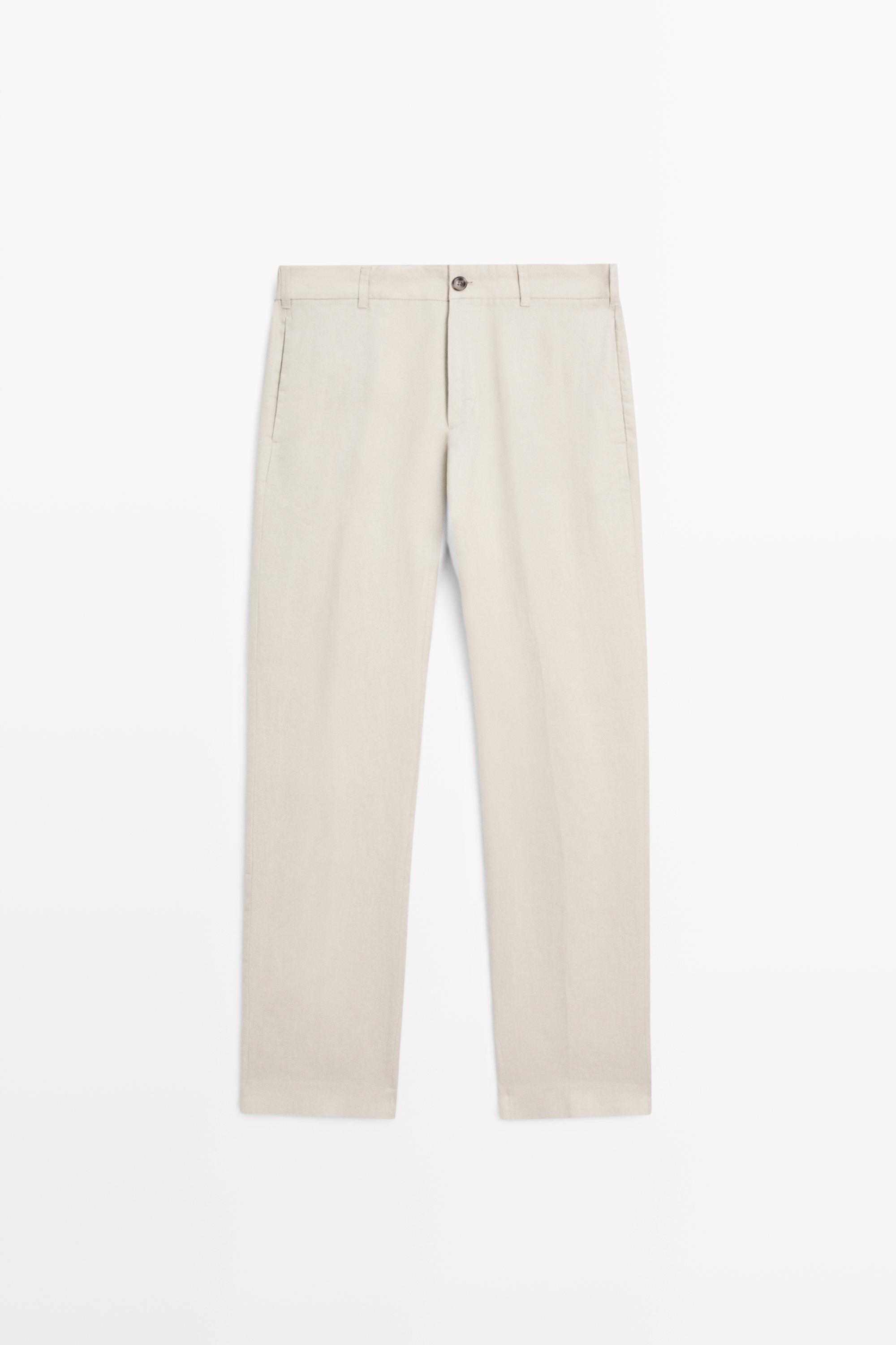 Tapered fit linen pants Beige
