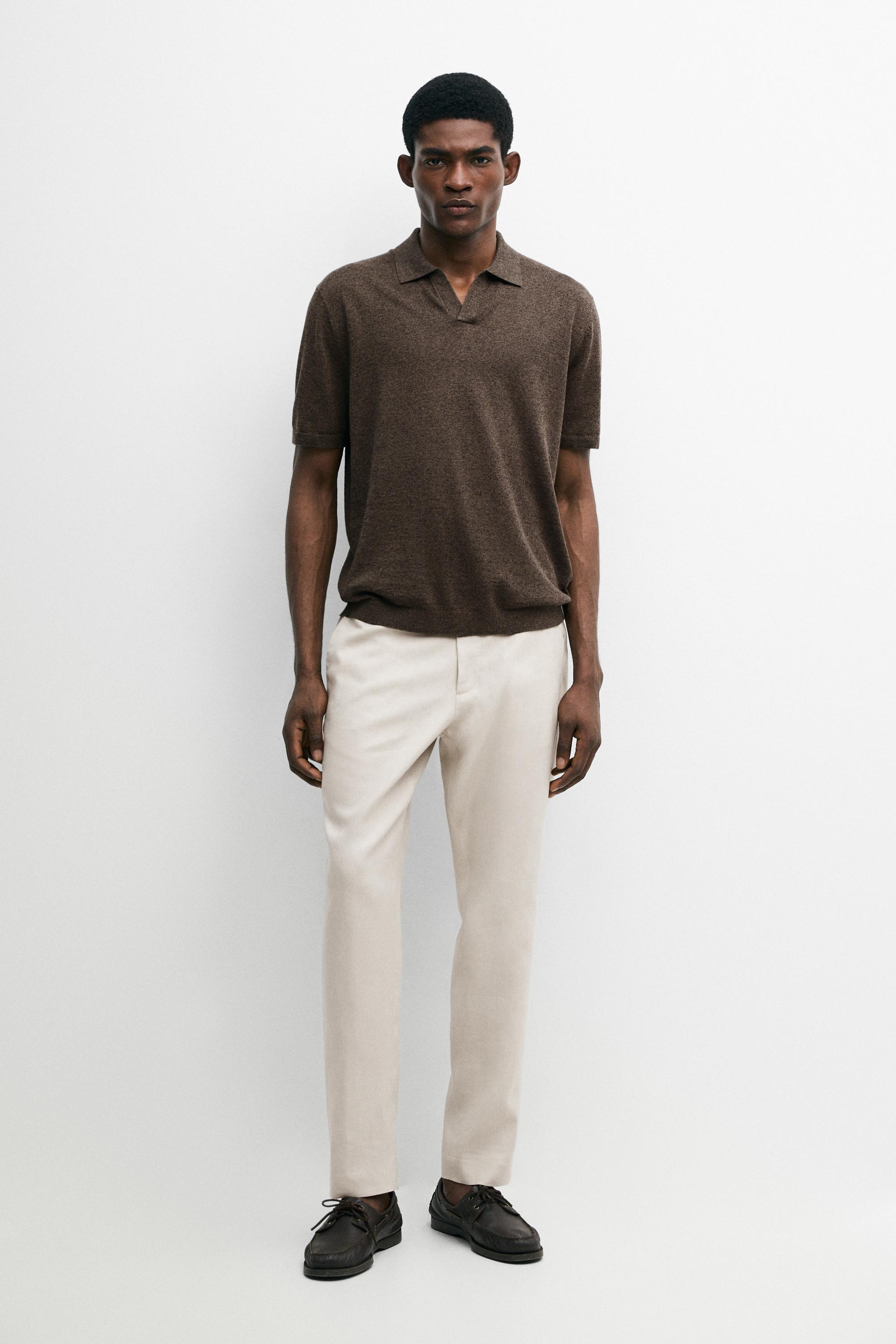 Tapered fit linen pants Beige