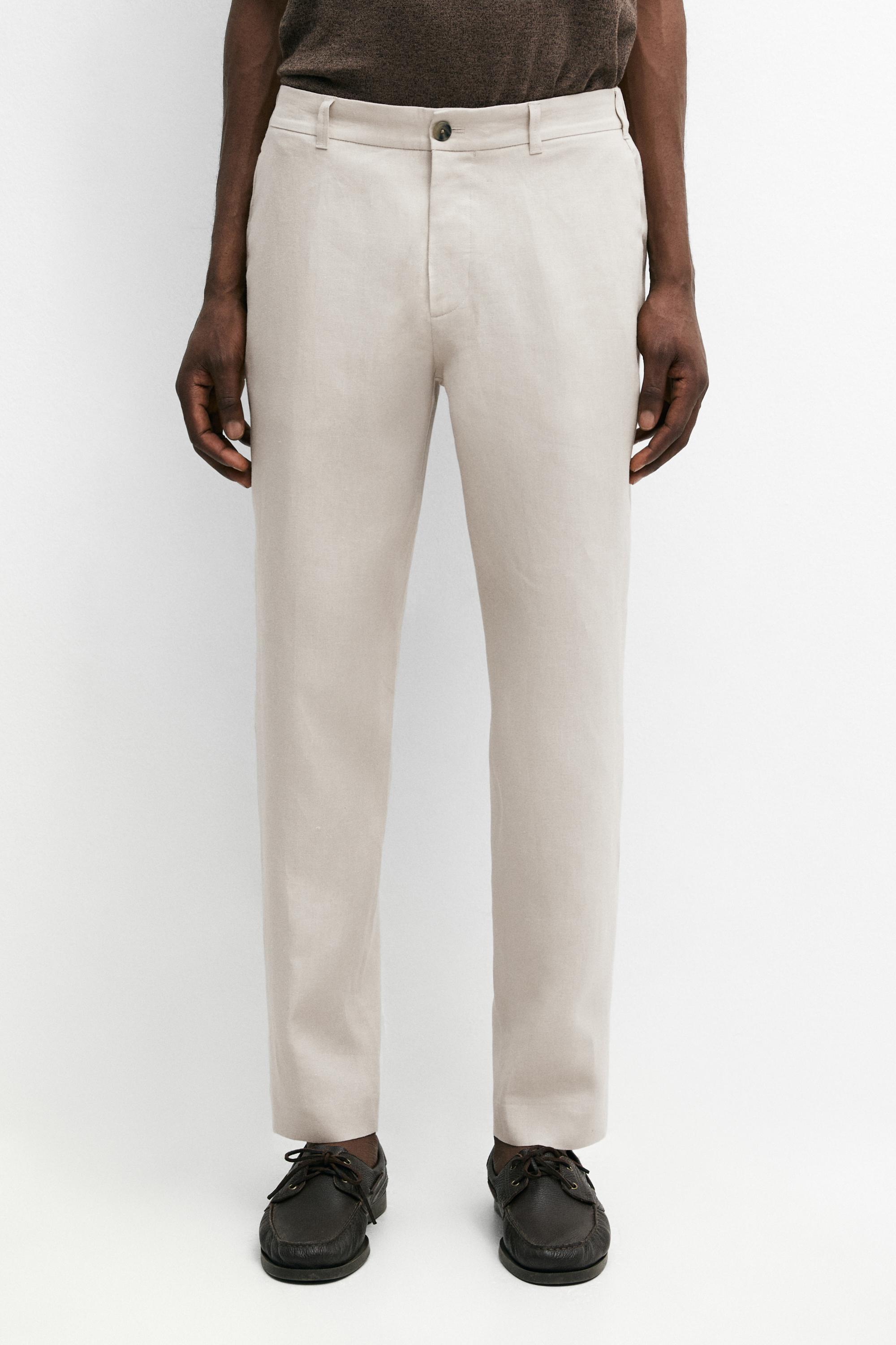 Tapered fit linen pants Beige