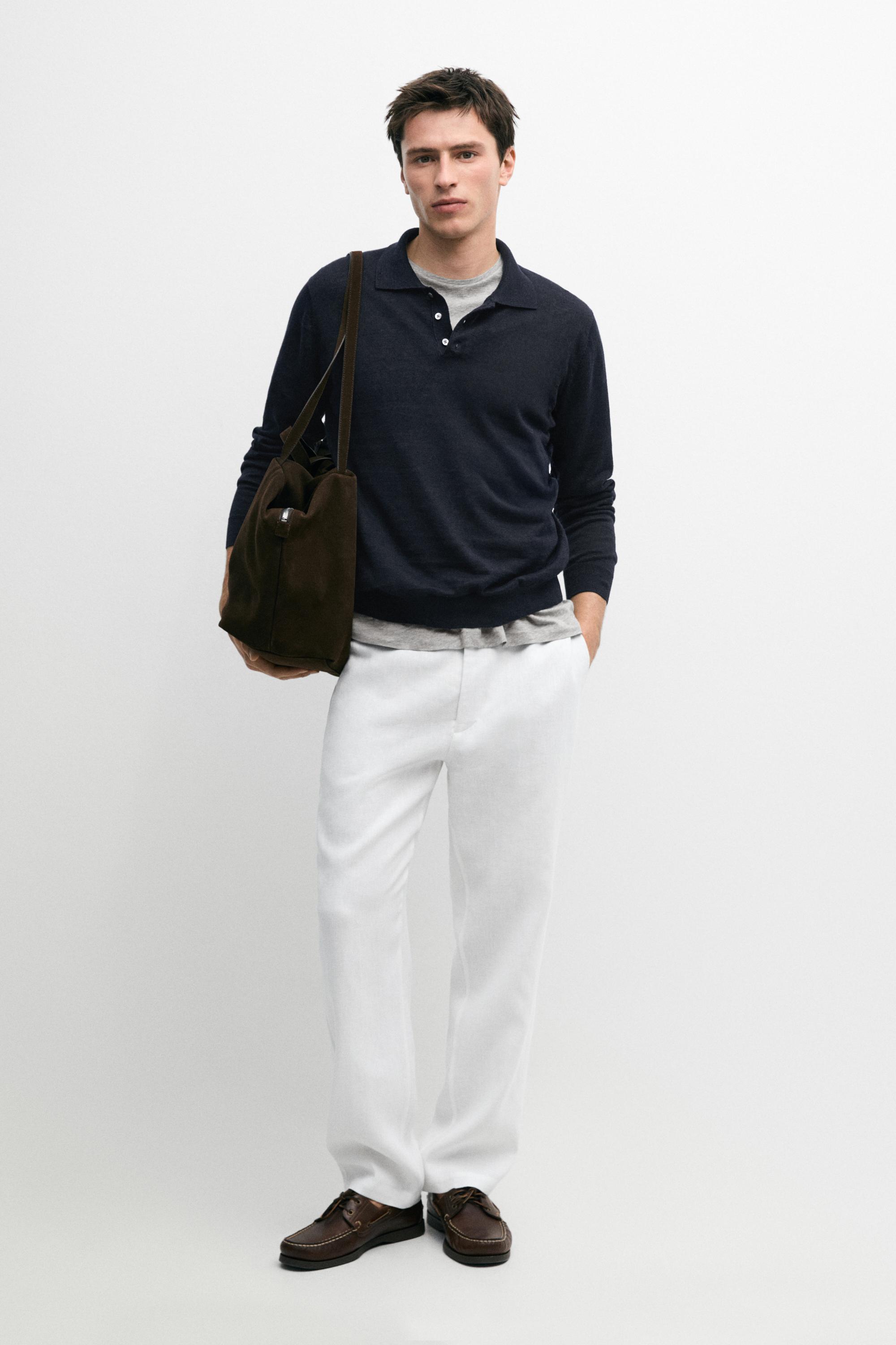 Linen jogger fit pants White