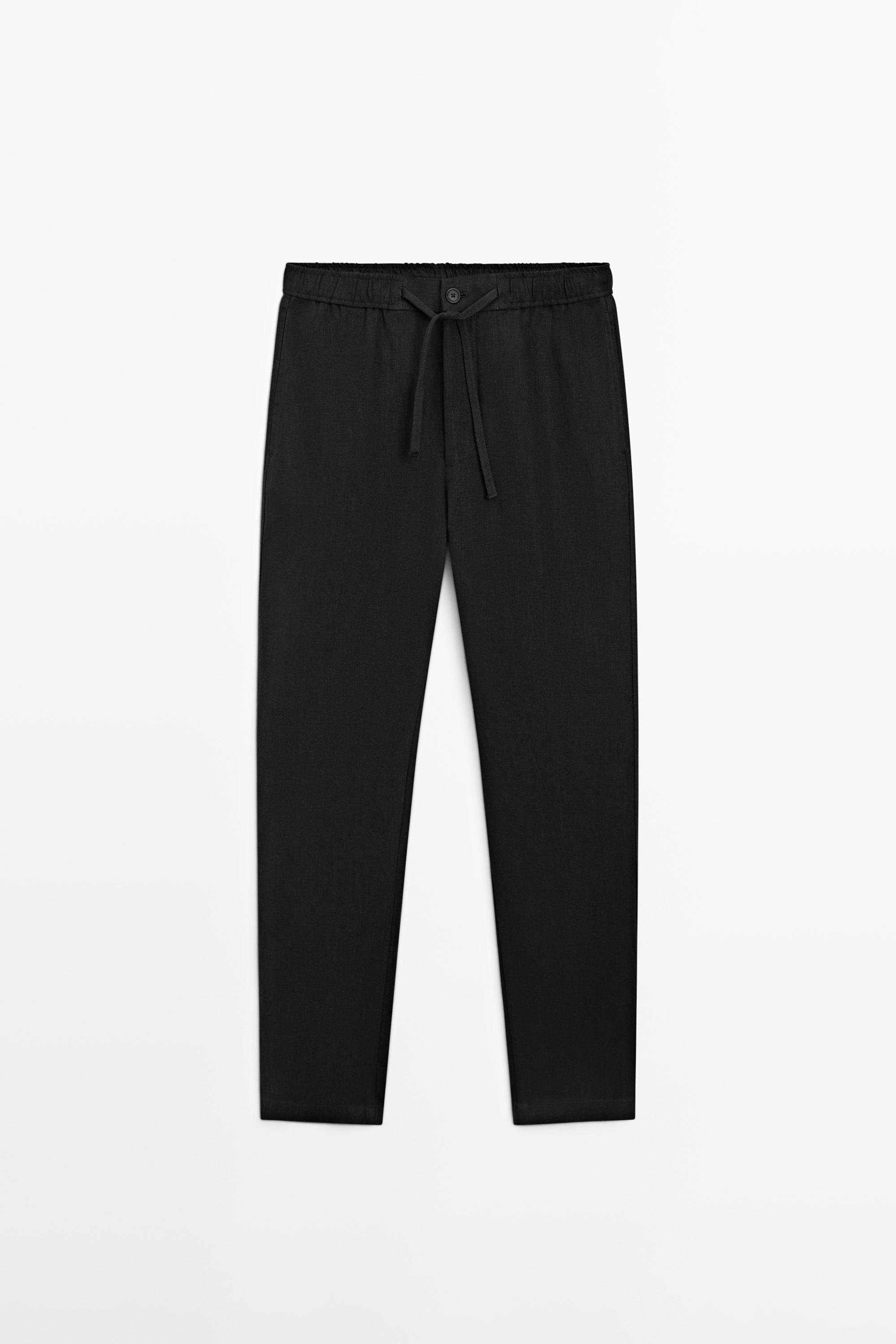 Linen jogger fit pants Black