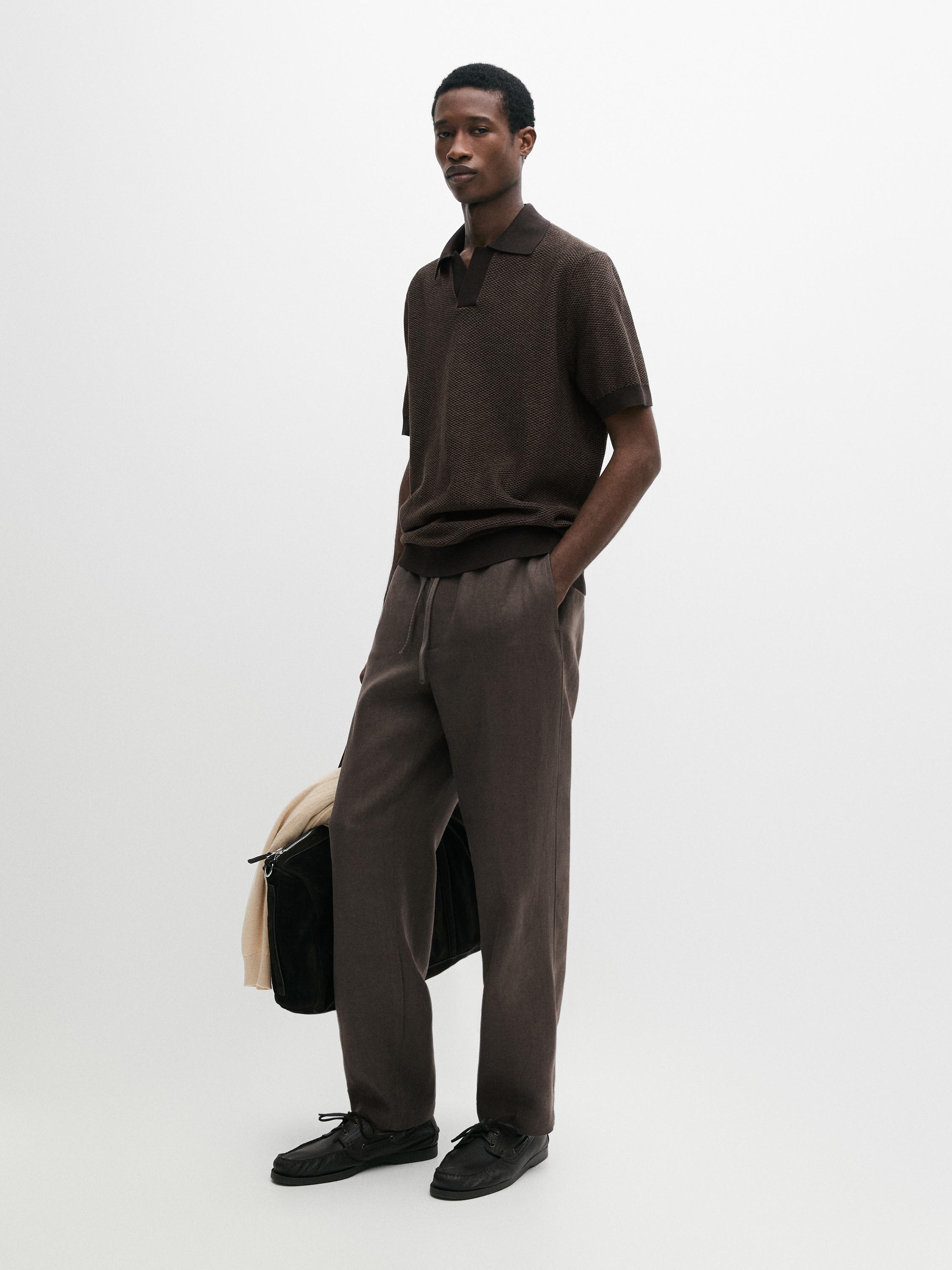 Linen jogger fit pants Greyish Green