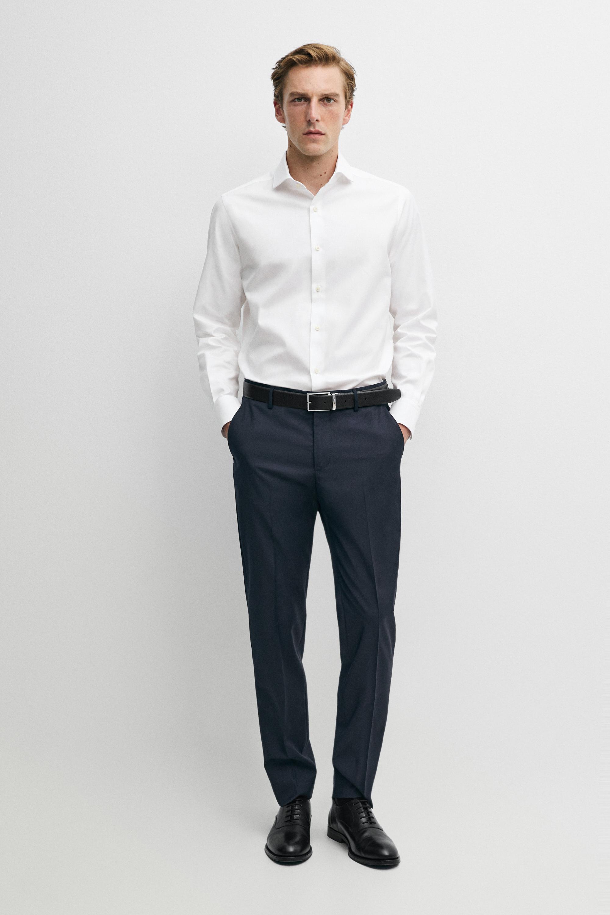 Slim fit 100% cotton shirt White