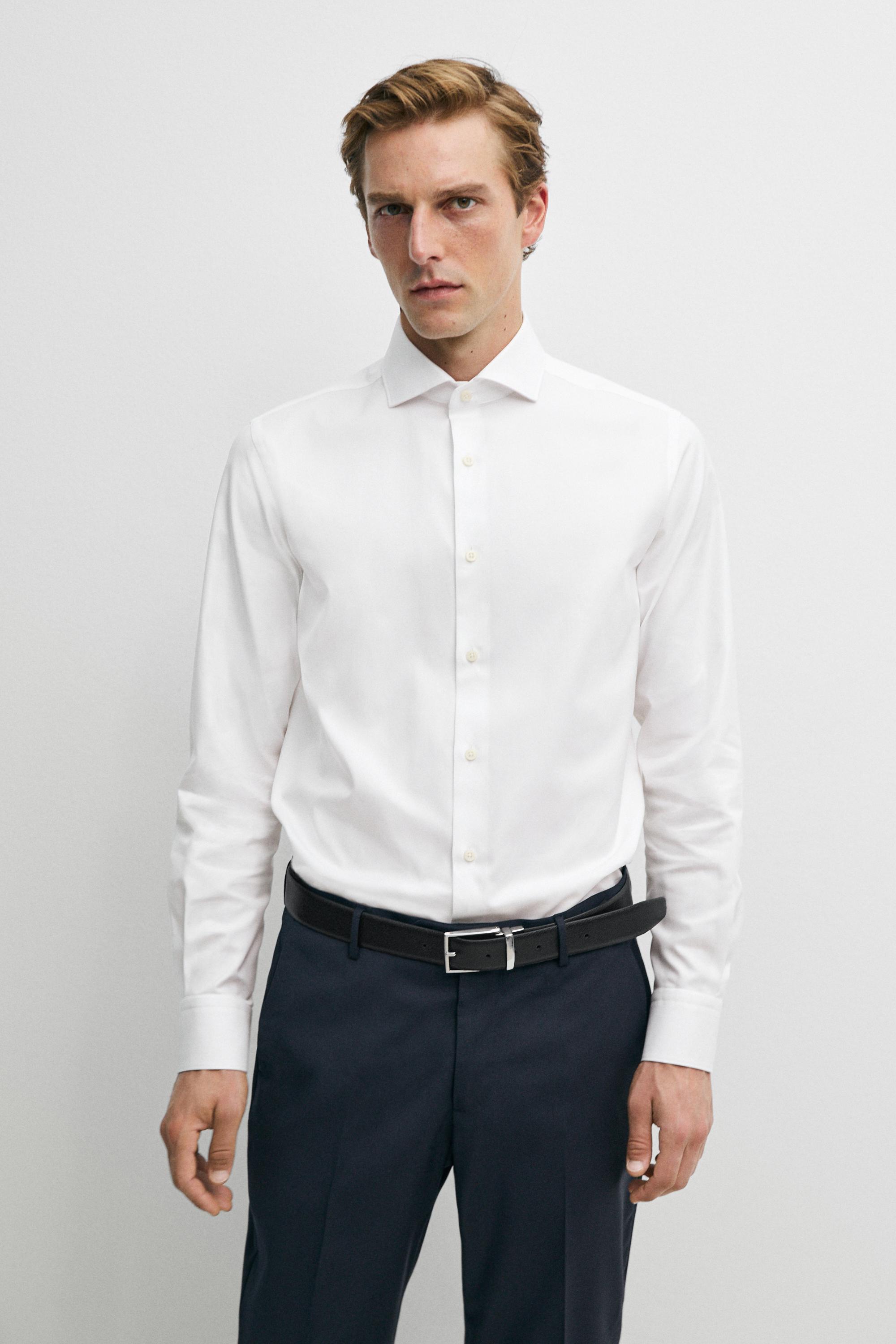 Slim fit 100% cotton shirt White