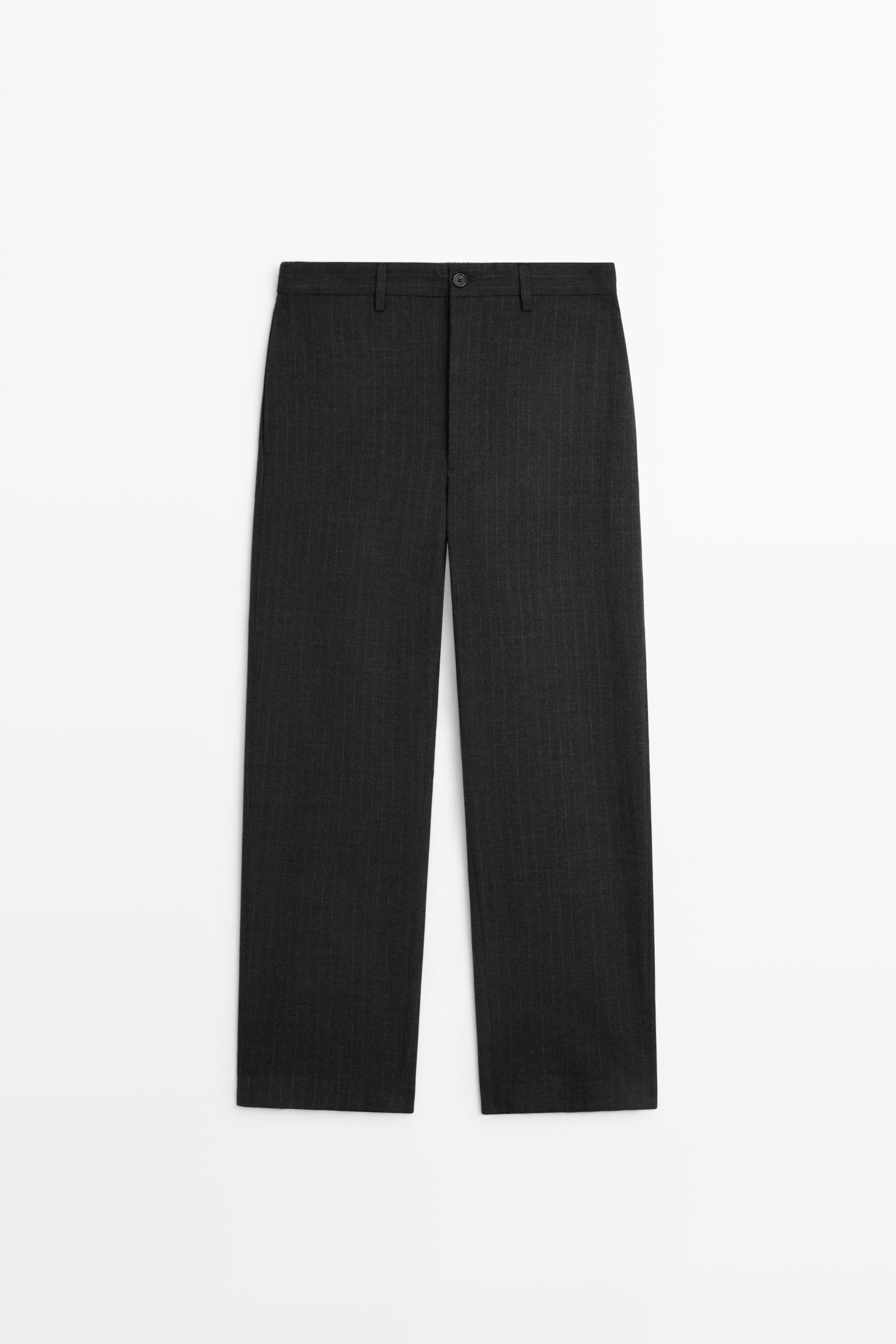 100% wool striped relaxed fit trousers Anthracite Grey