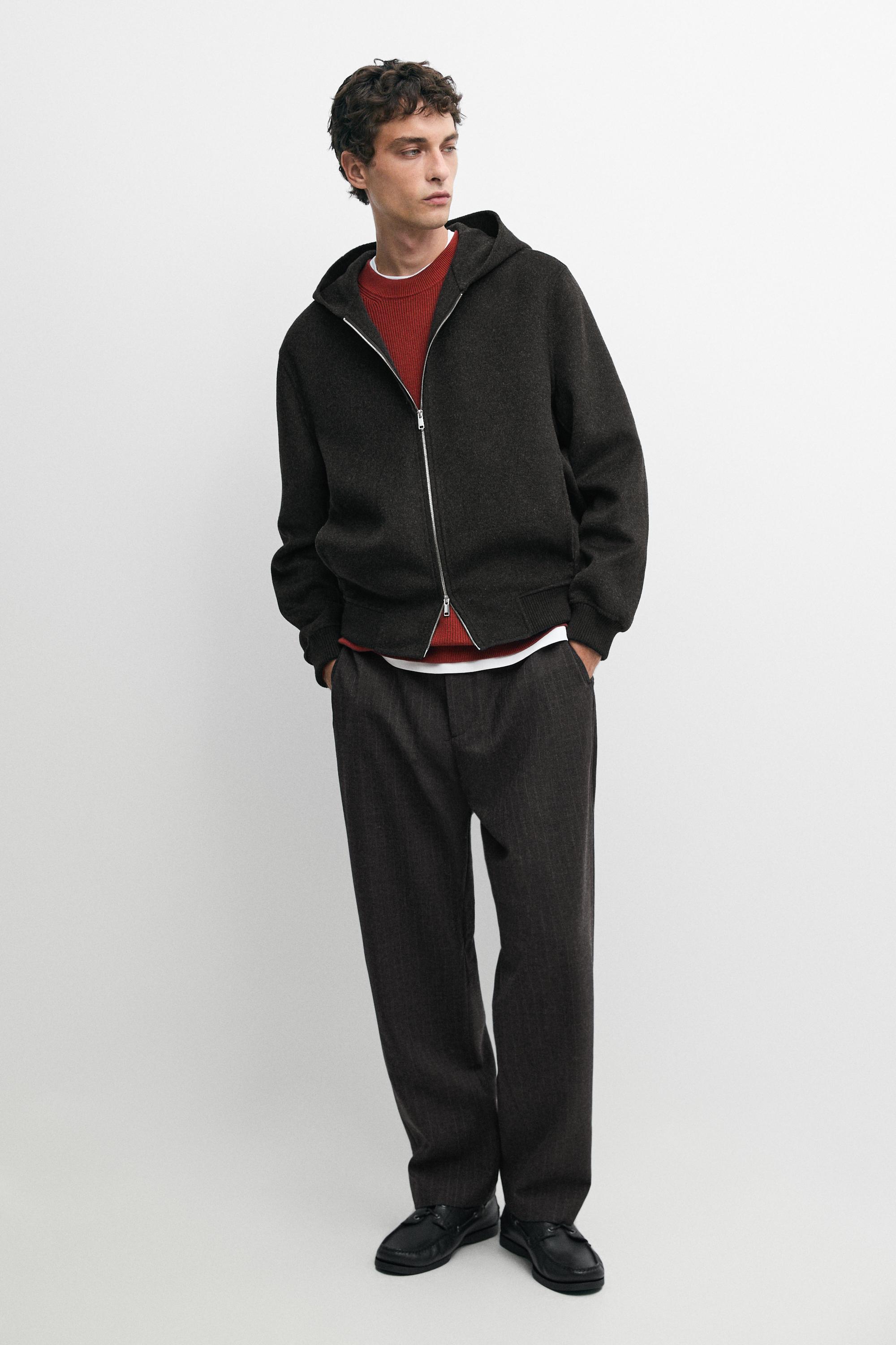 100% wool striped relaxed fit trousers Anthracite Grey