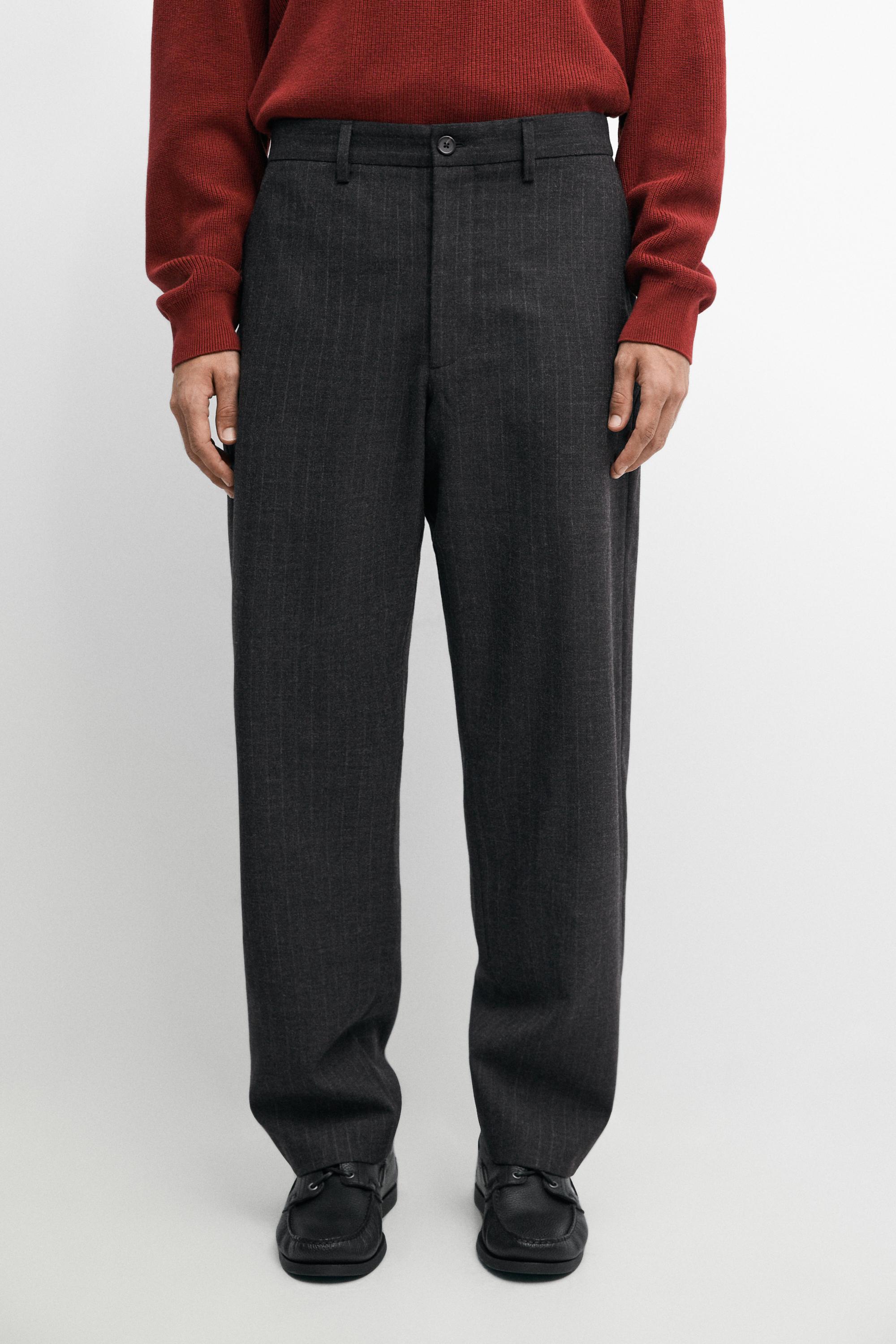 100% wool striped relaxed fit trousers Anthracite Grey