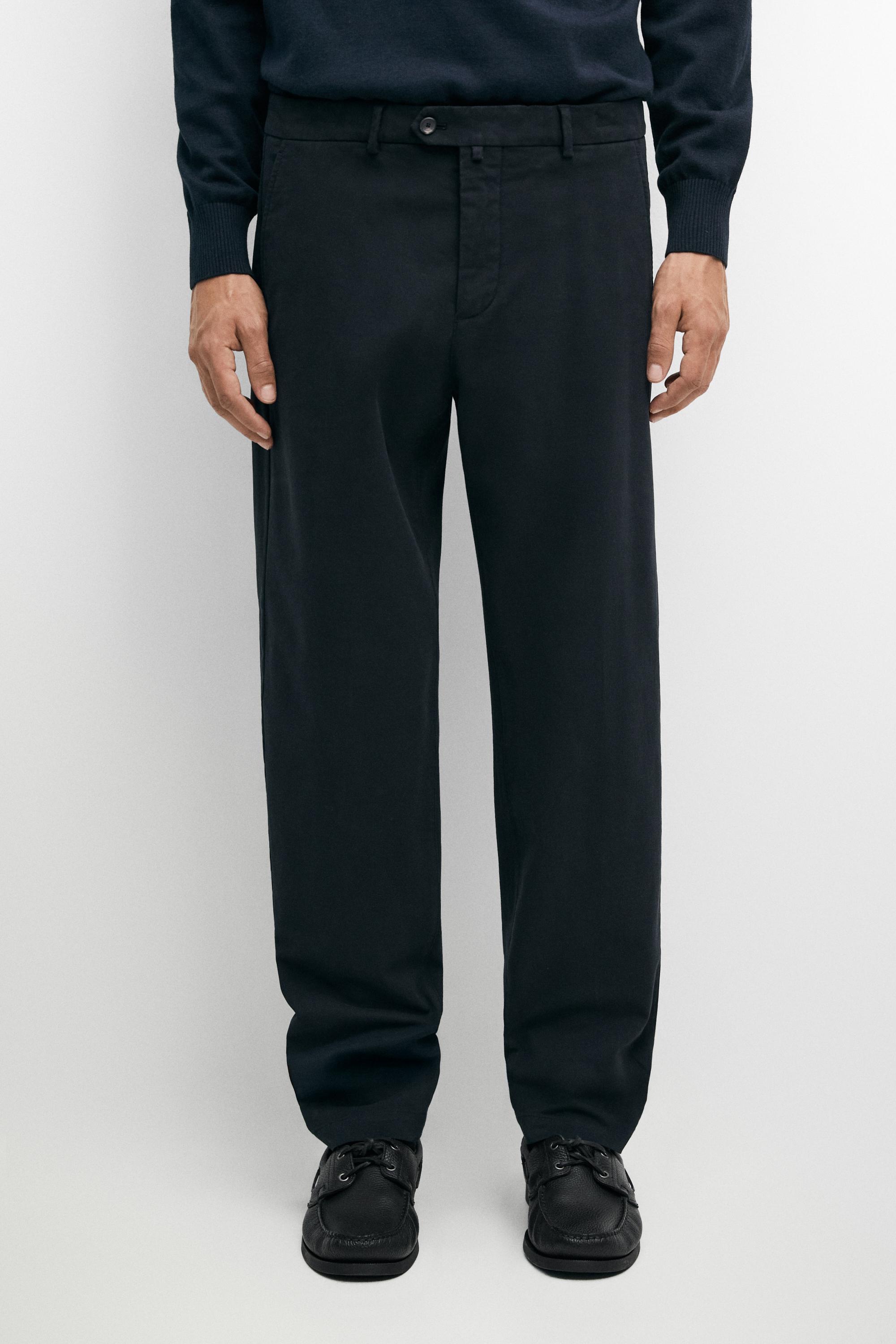 100% cotton slim fit pants Navy Blue