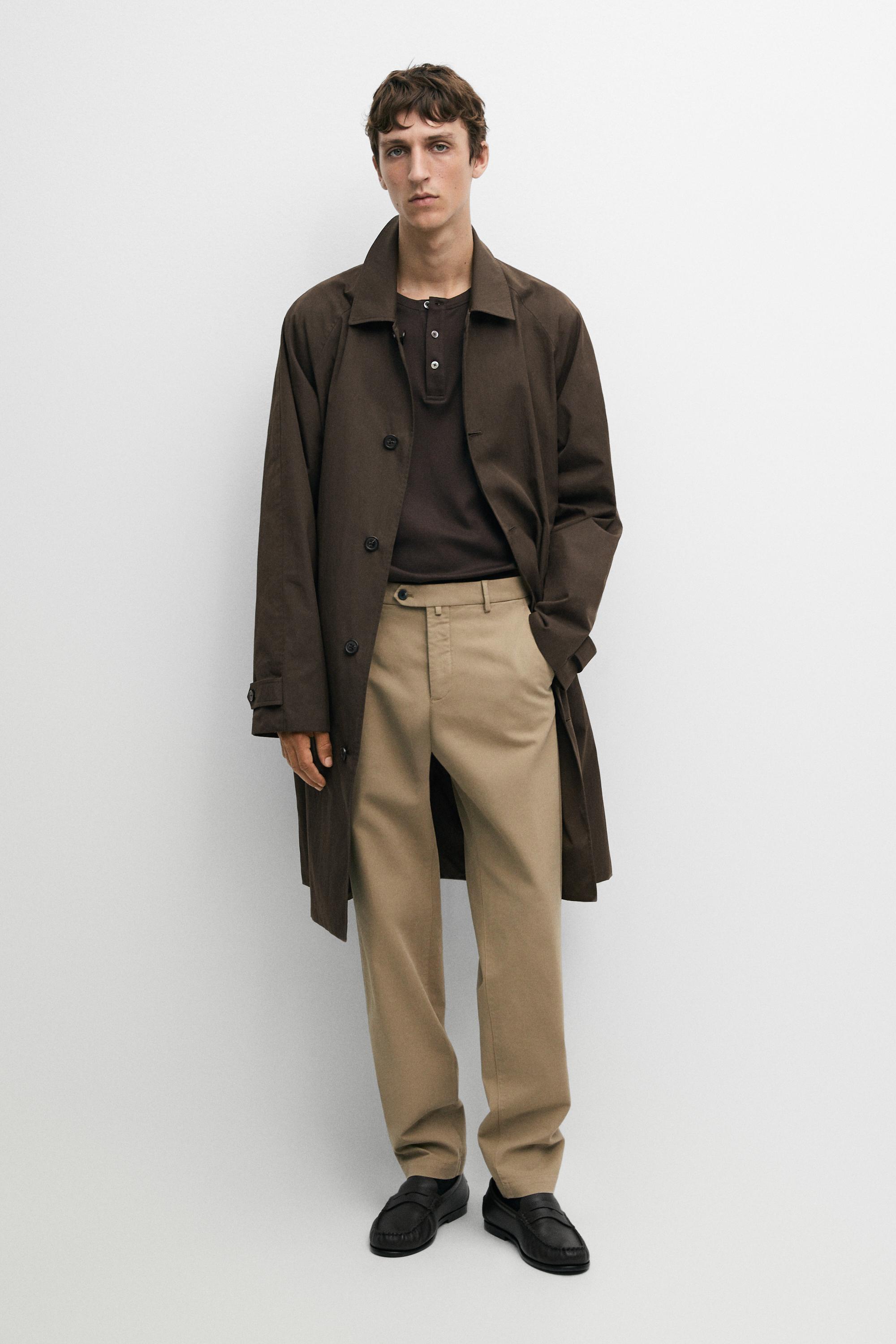 100% cotton slim fit pants Beige