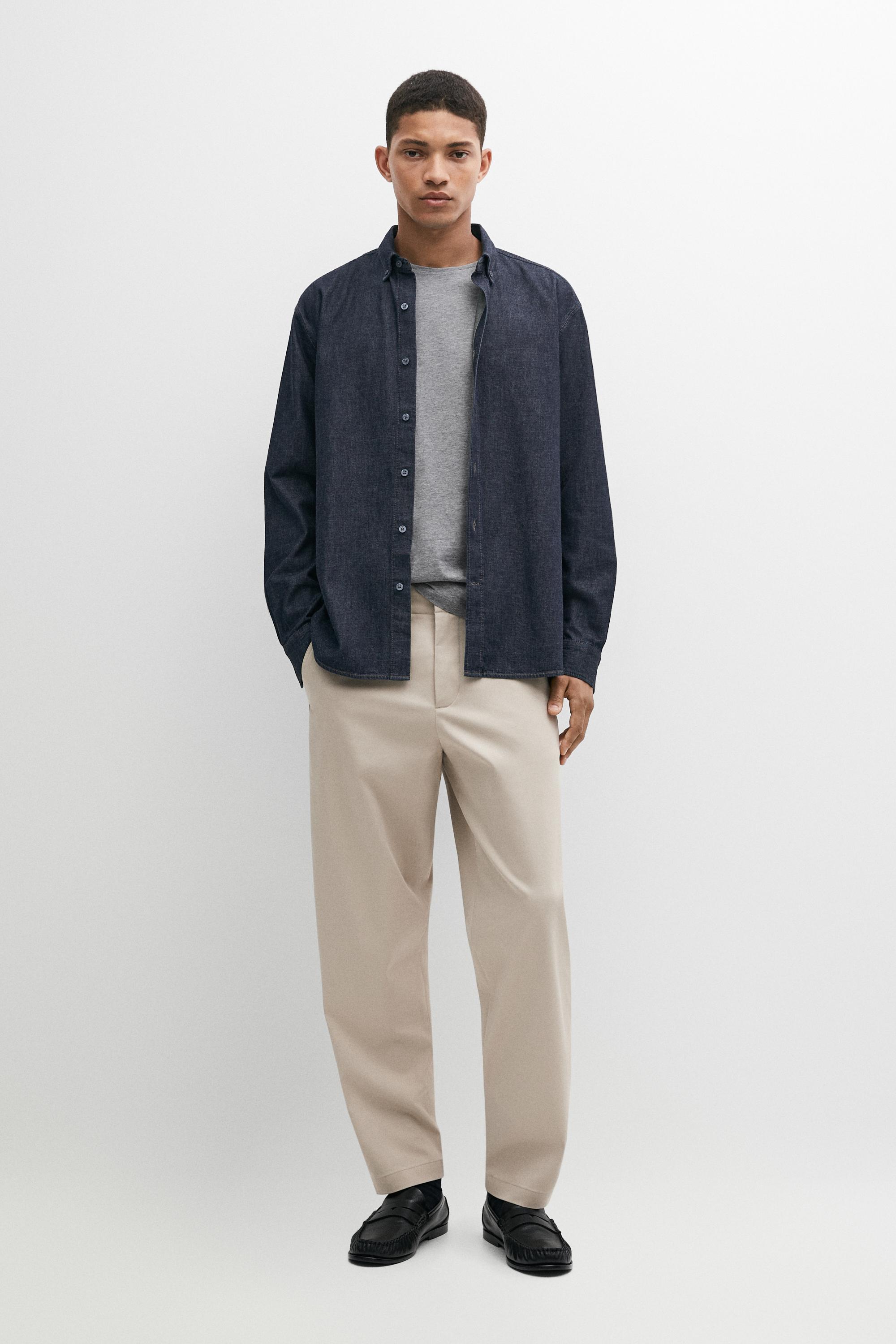 Cotton blend pants with waist detail Beige