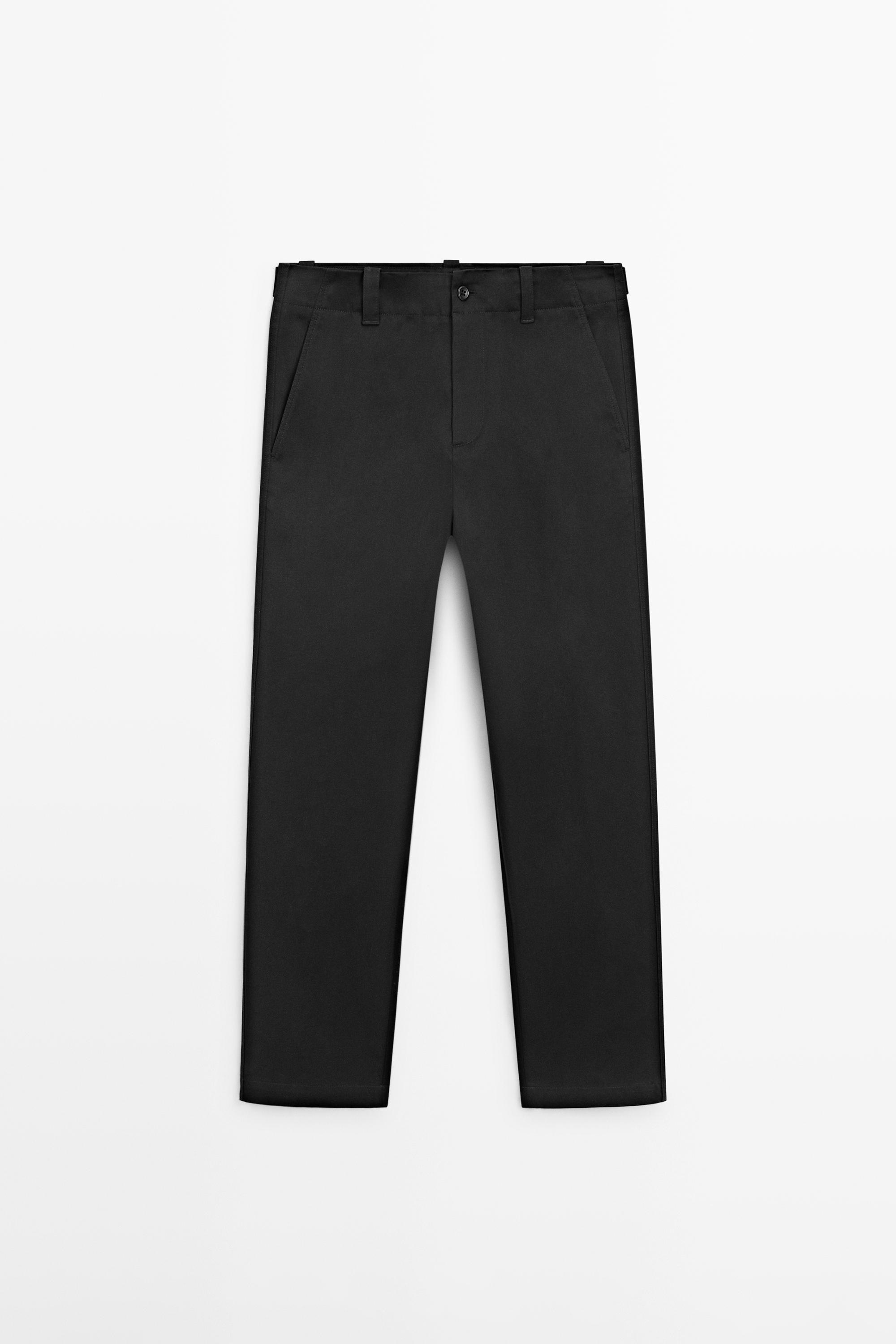 Cotton blend pants with waist detail Black