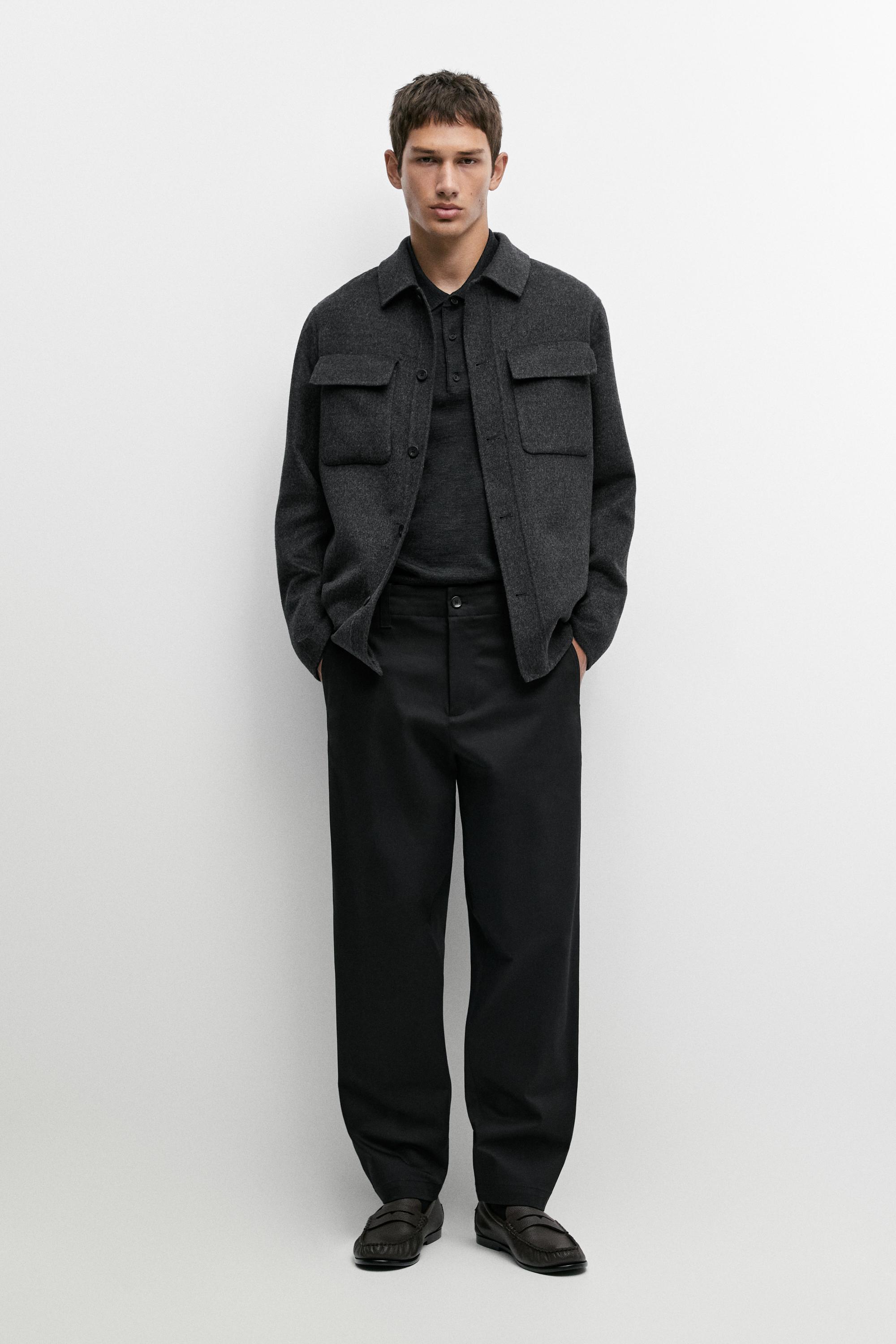 Cotton blend pants with waist detail Black