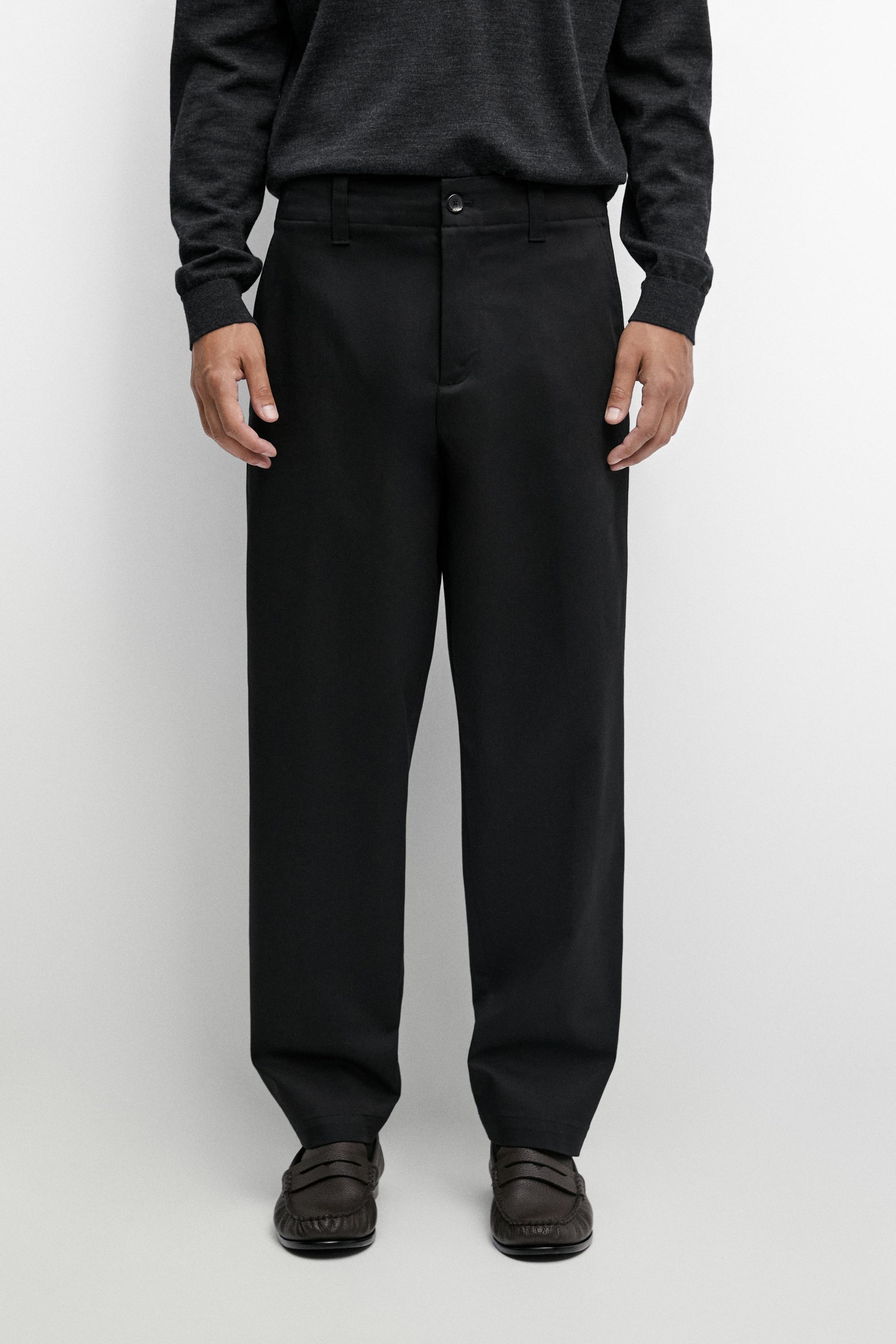 Cotton blend pants with waist detail Black