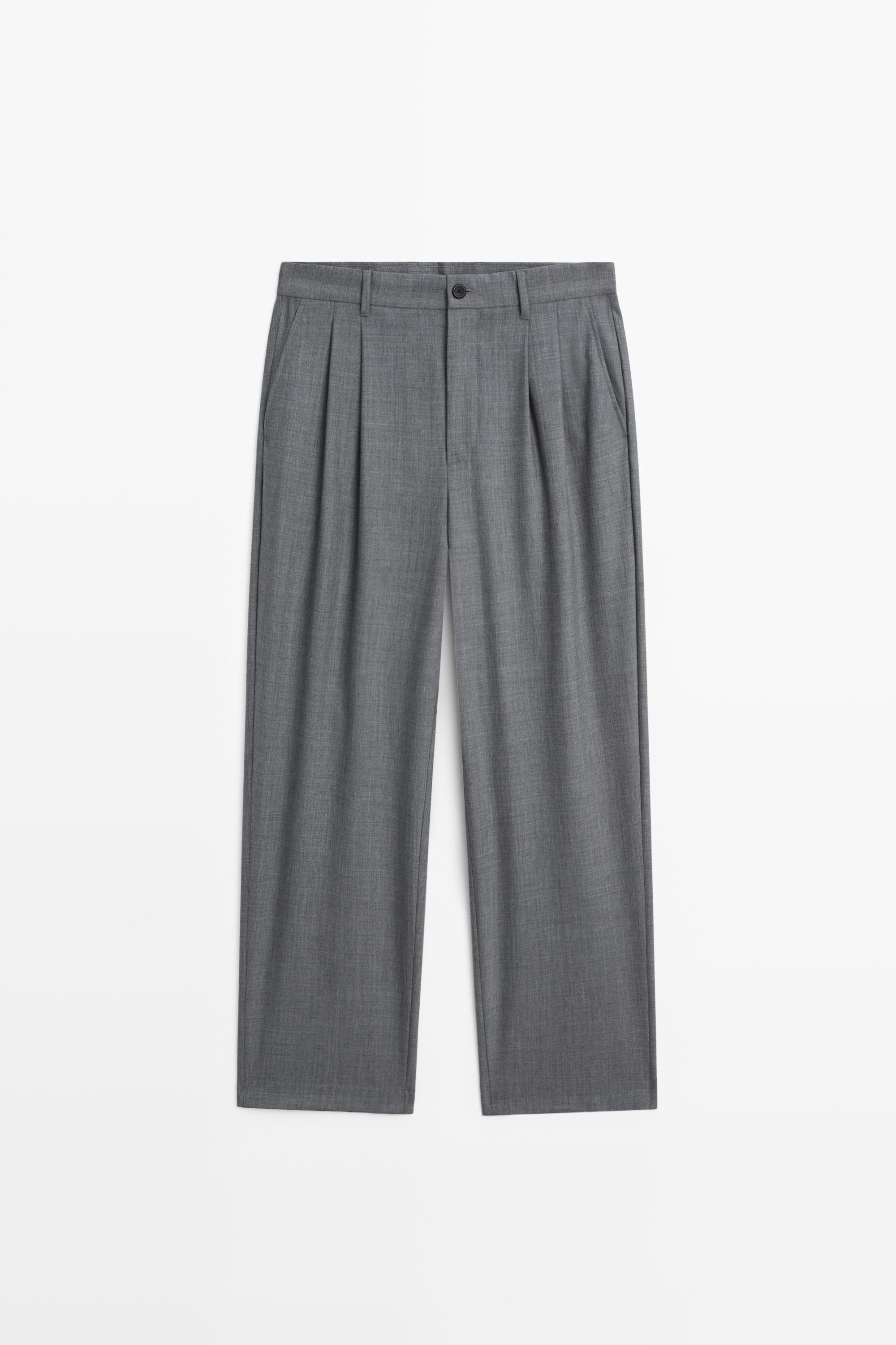 Relaxed fit cool wool darted pants Grey