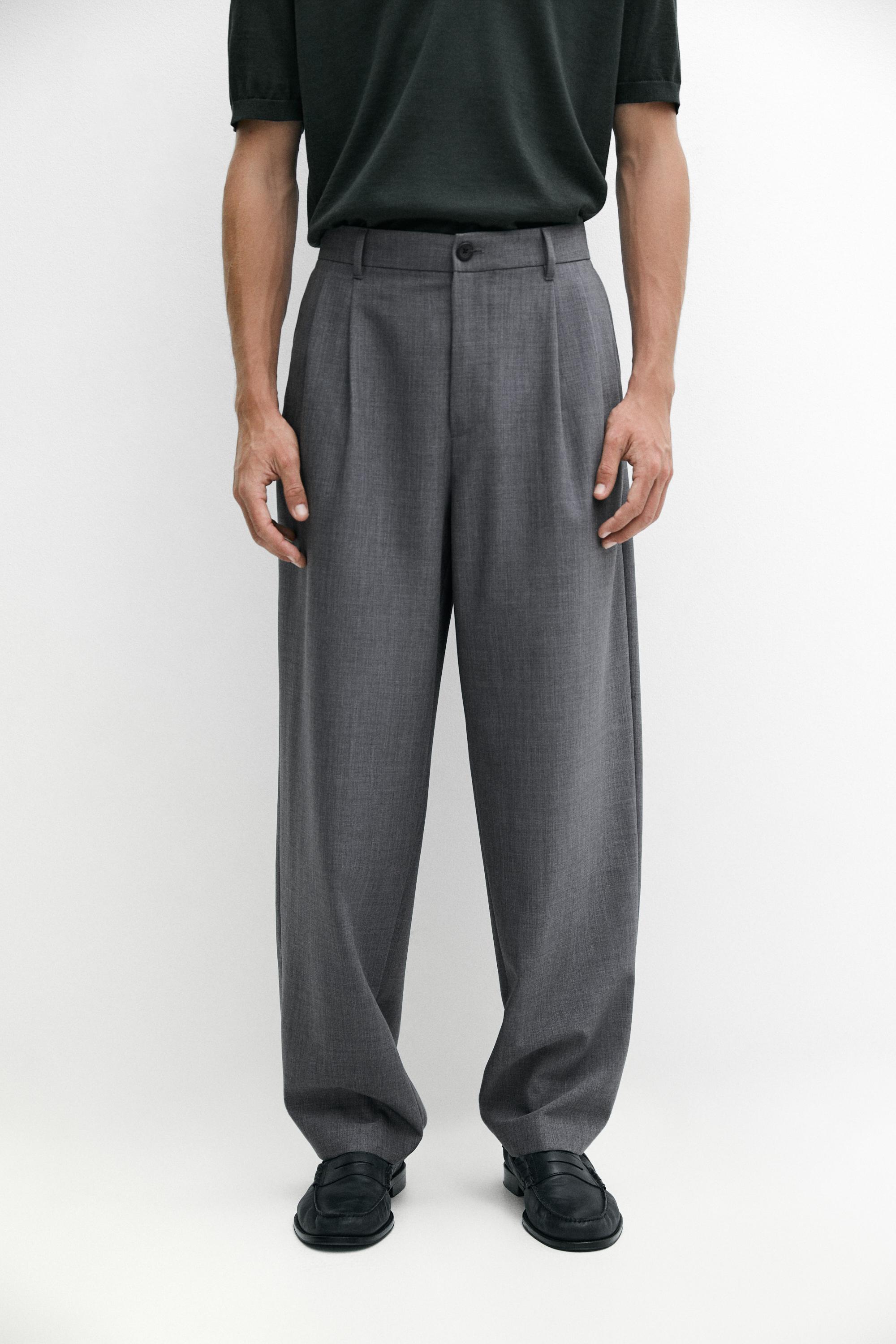 Relaxed fit cool wool darted pants Grey