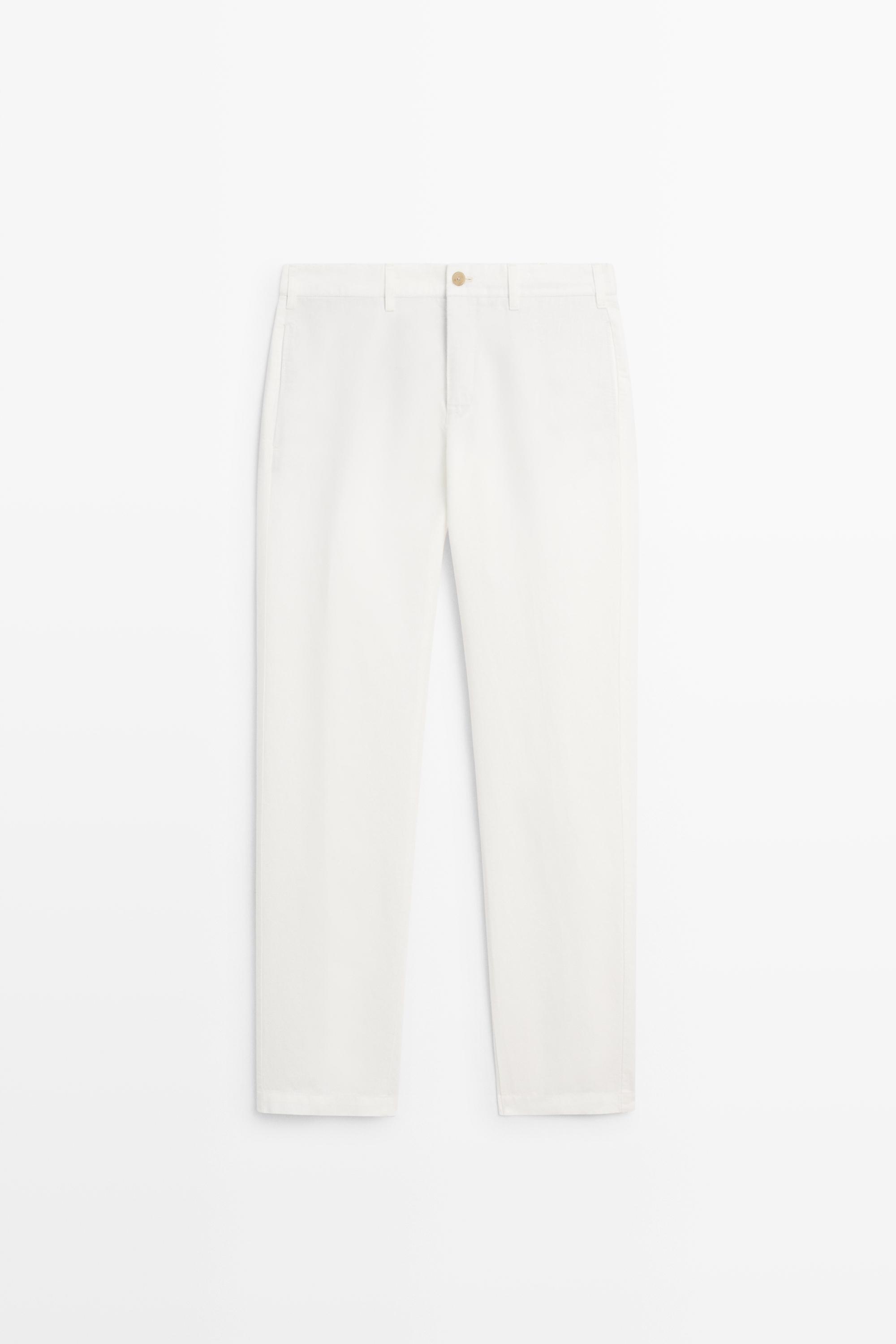 Linen-cotton straight-leg pants Off White