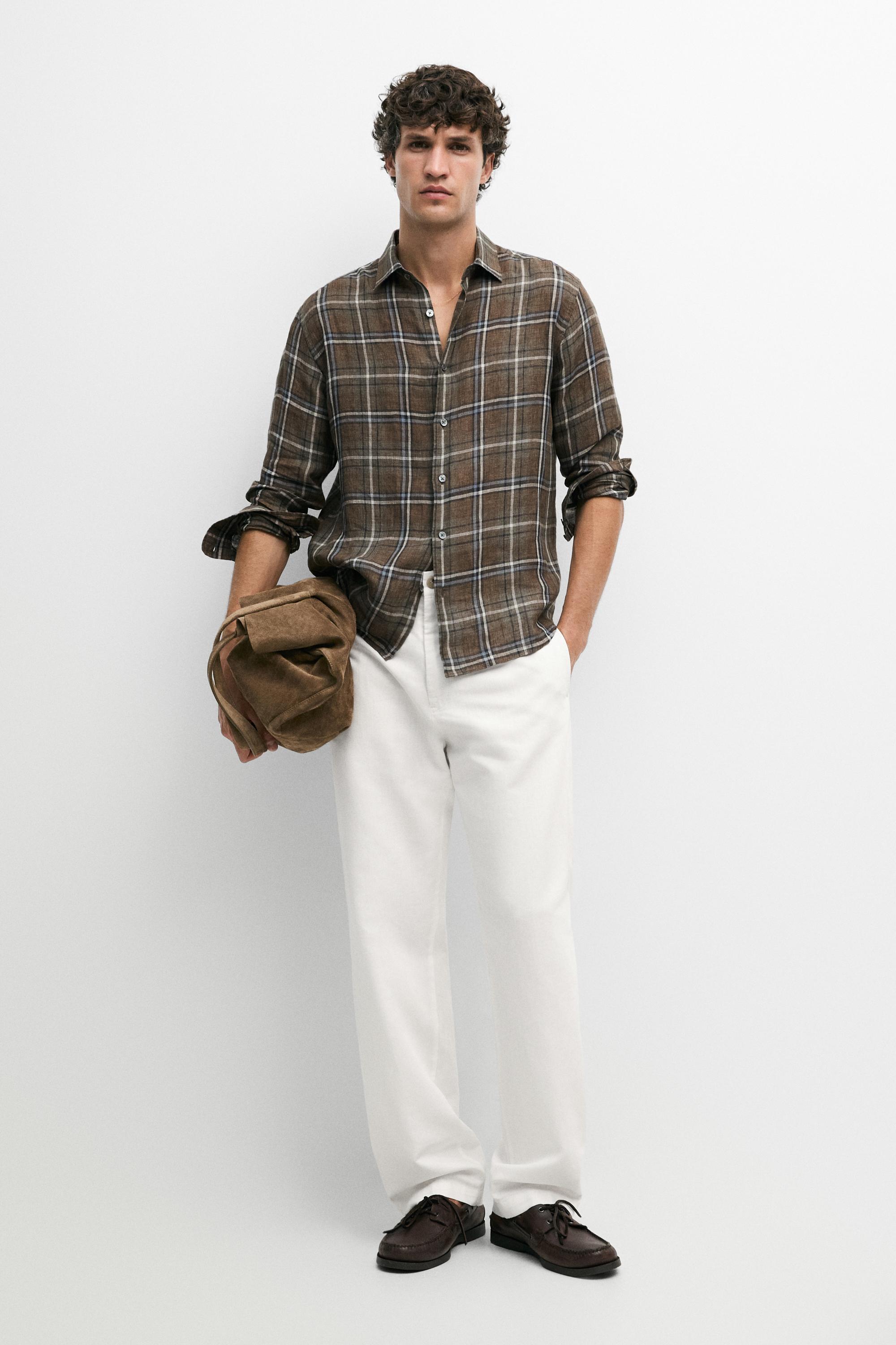 Linen-cotton straight-leg pants Off White