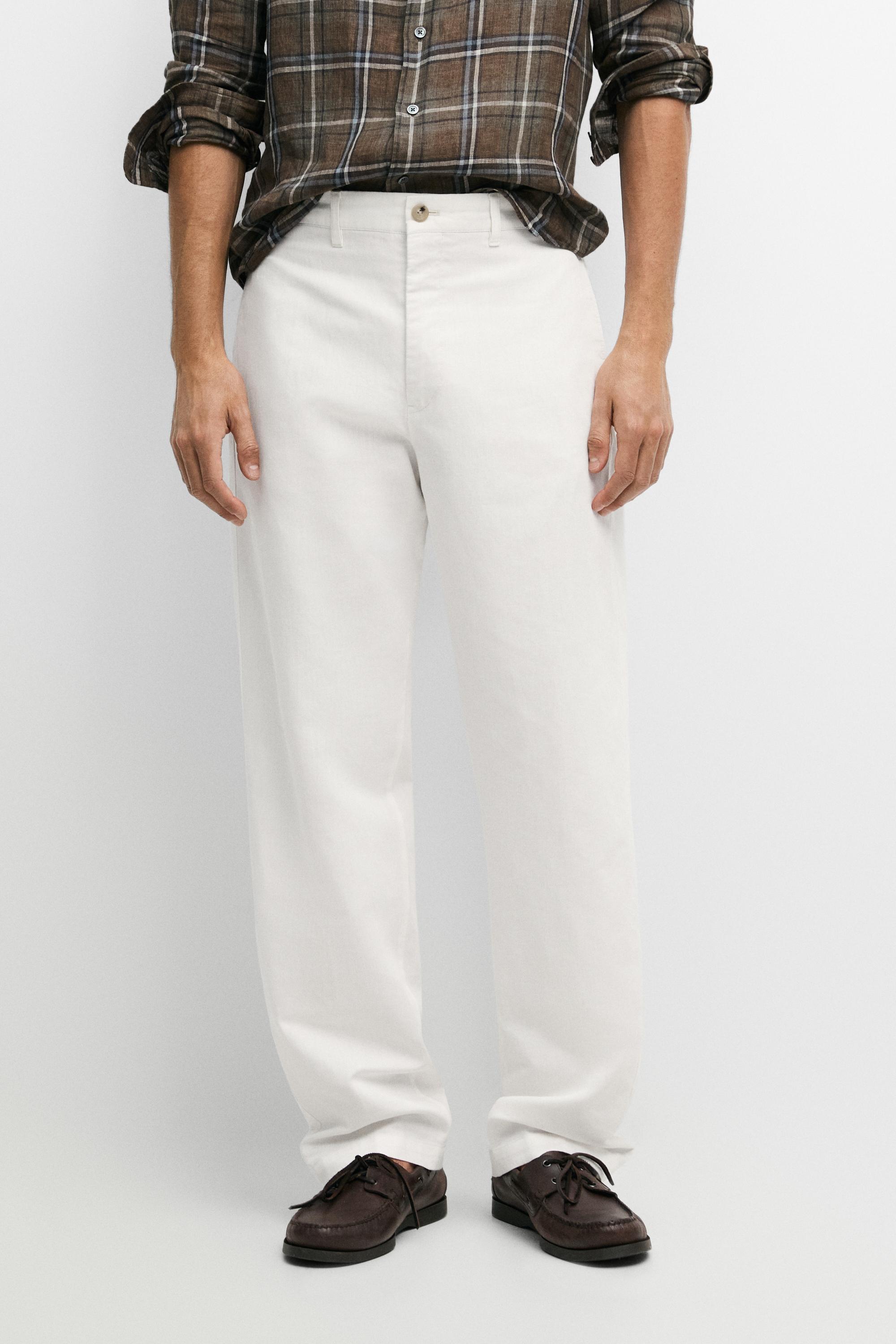 Linen-cotton straight-leg pants Off White