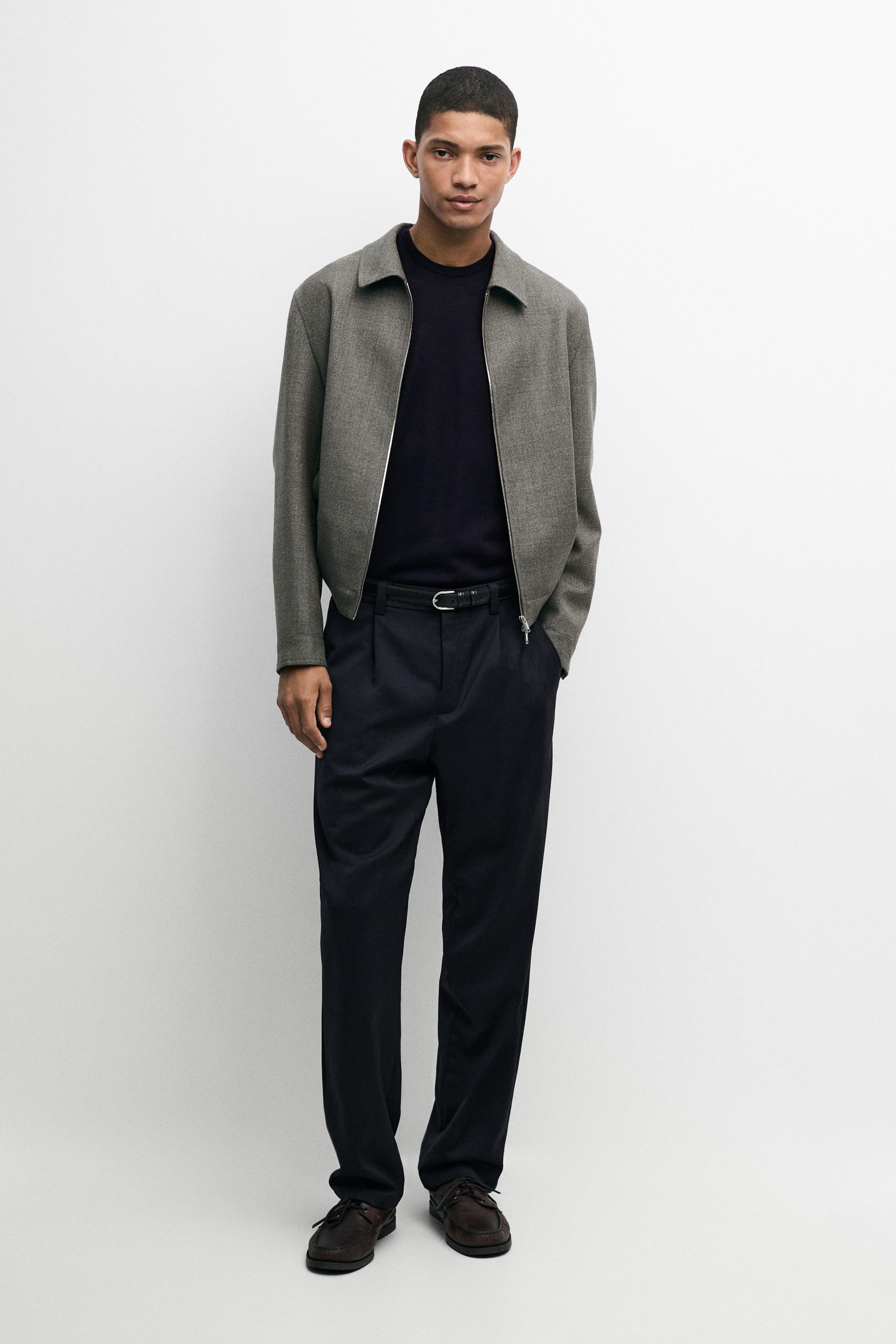 100% wool straight-leg pants Navy Blue