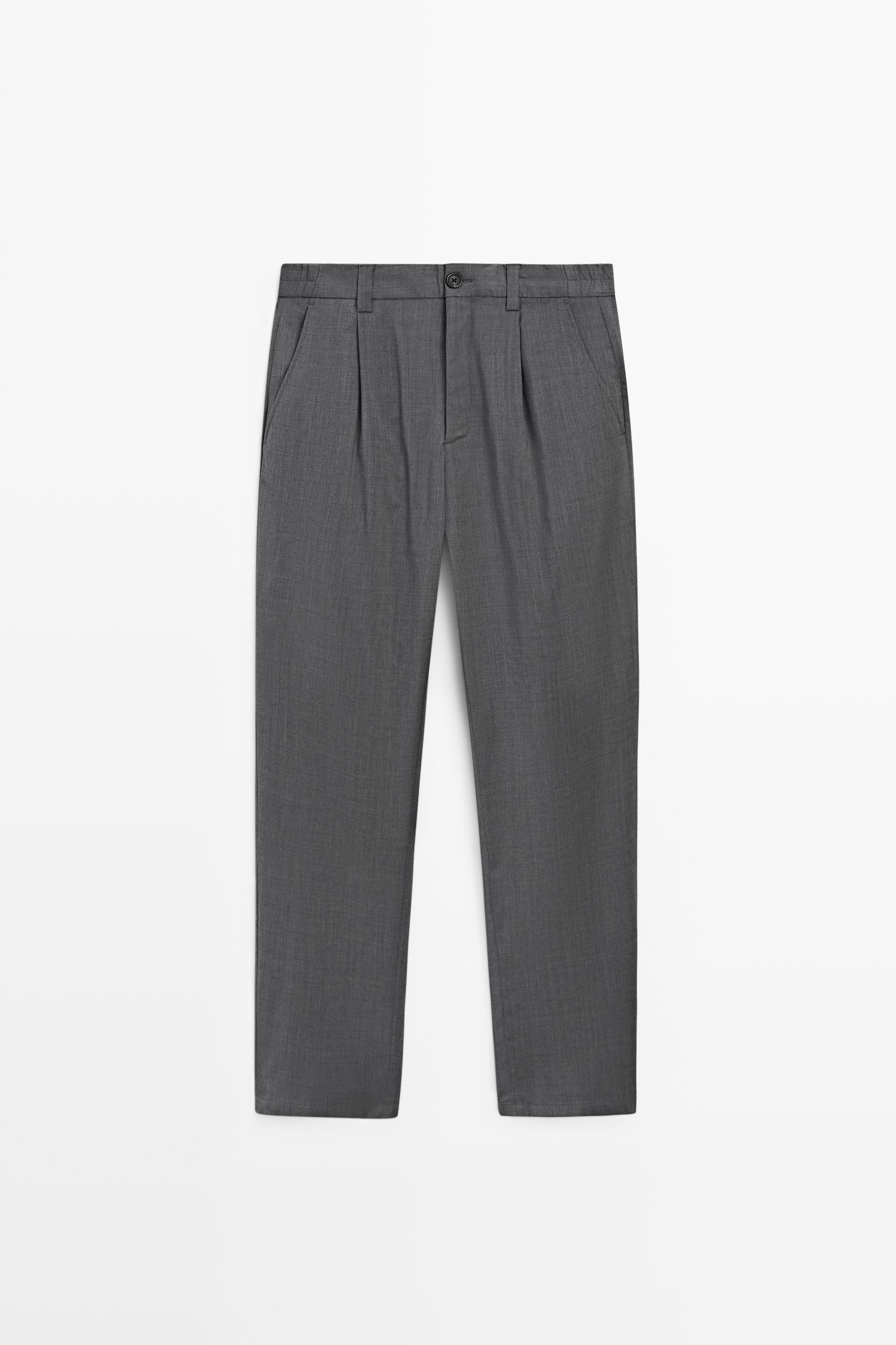 100% wool straight-leg pants Grey