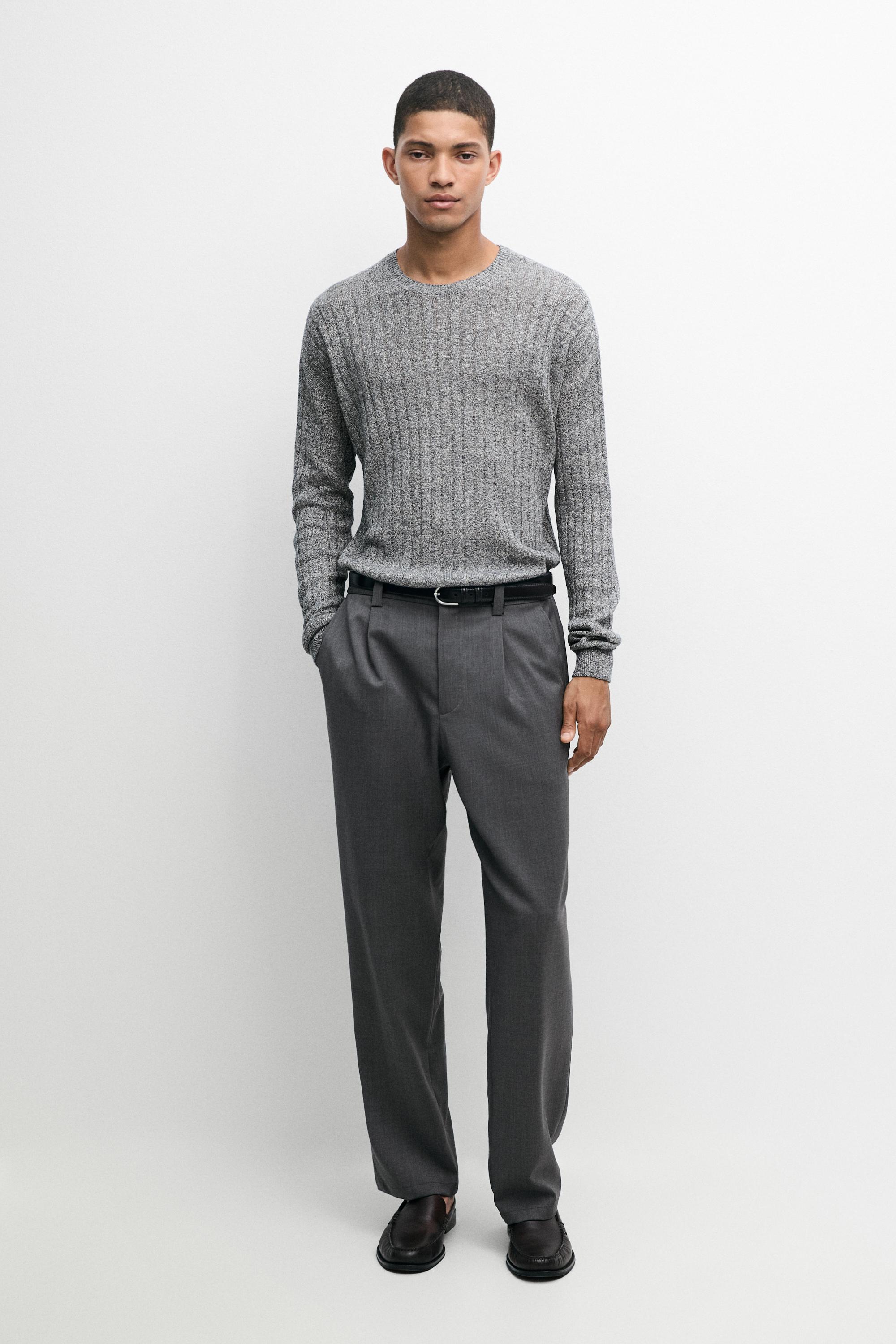 100% wool straight-leg pants Grey