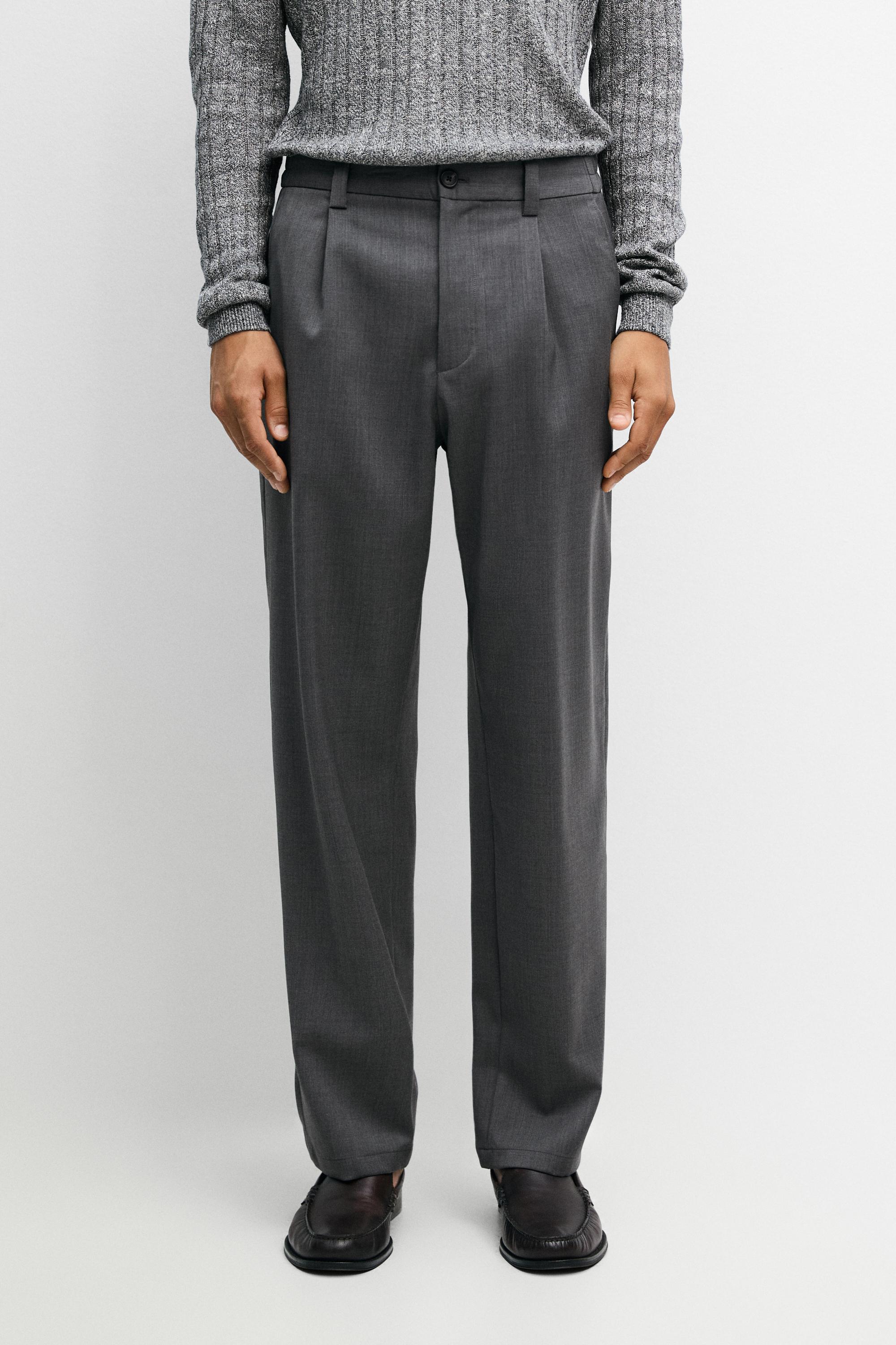 100% wool straight-leg pants Grey
