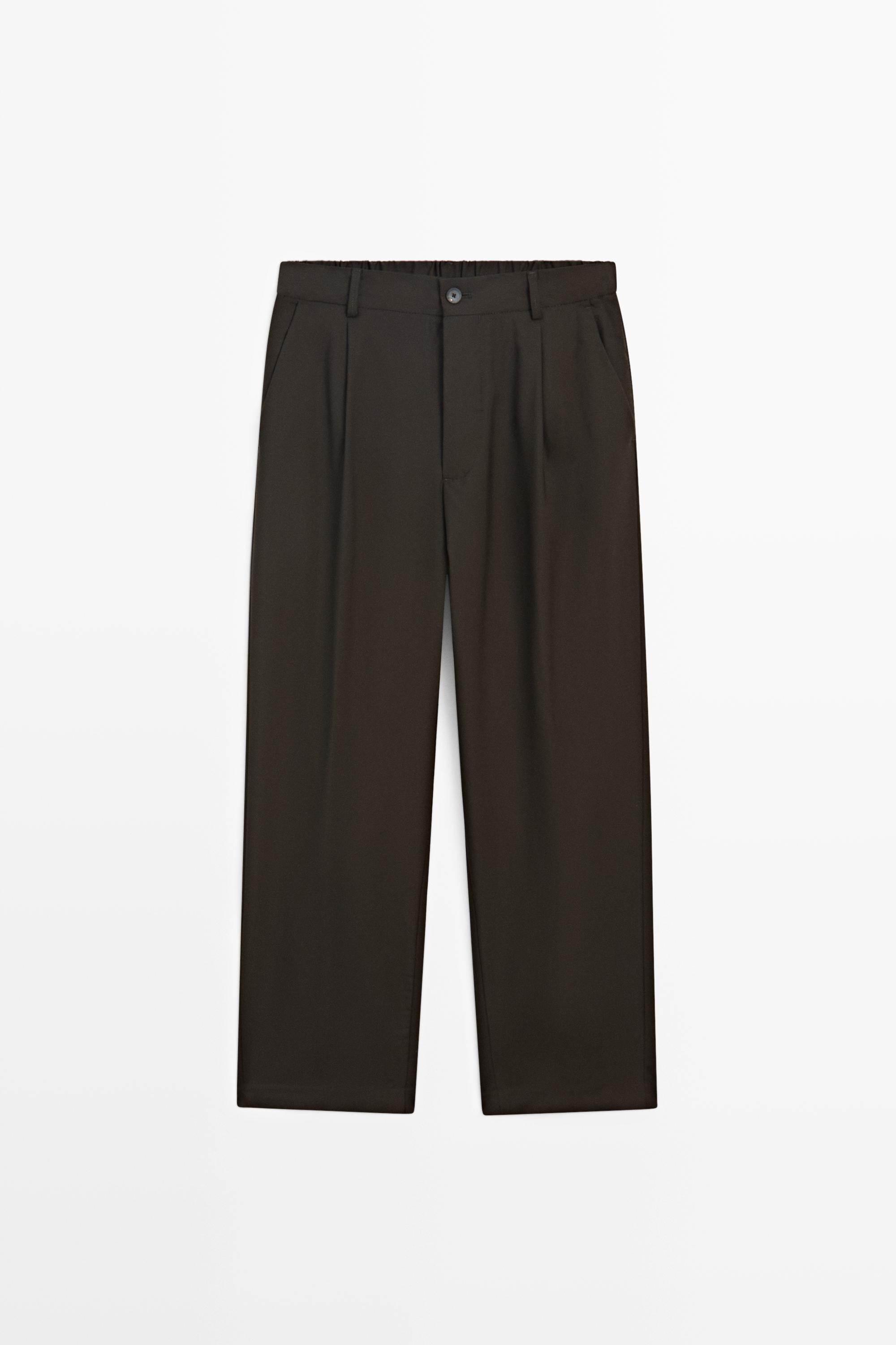100% wool relaxed fit pants Brown