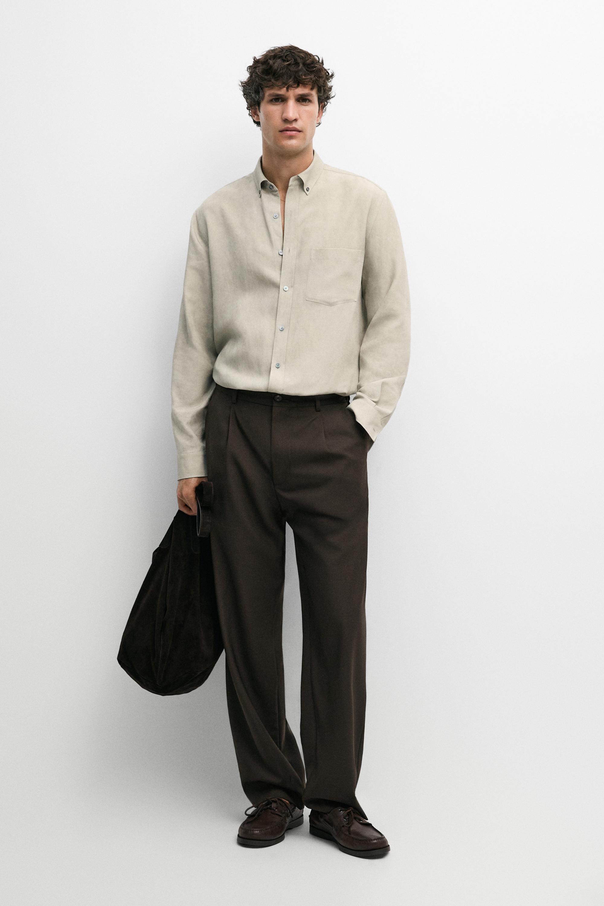 100% wool relaxed fit pants Brown