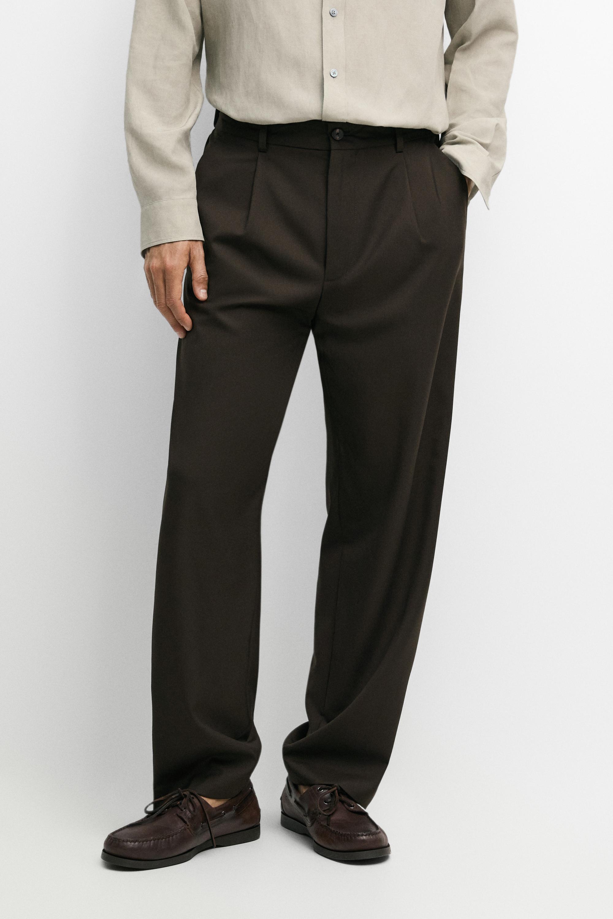 100% wool relaxed fit pants Brown