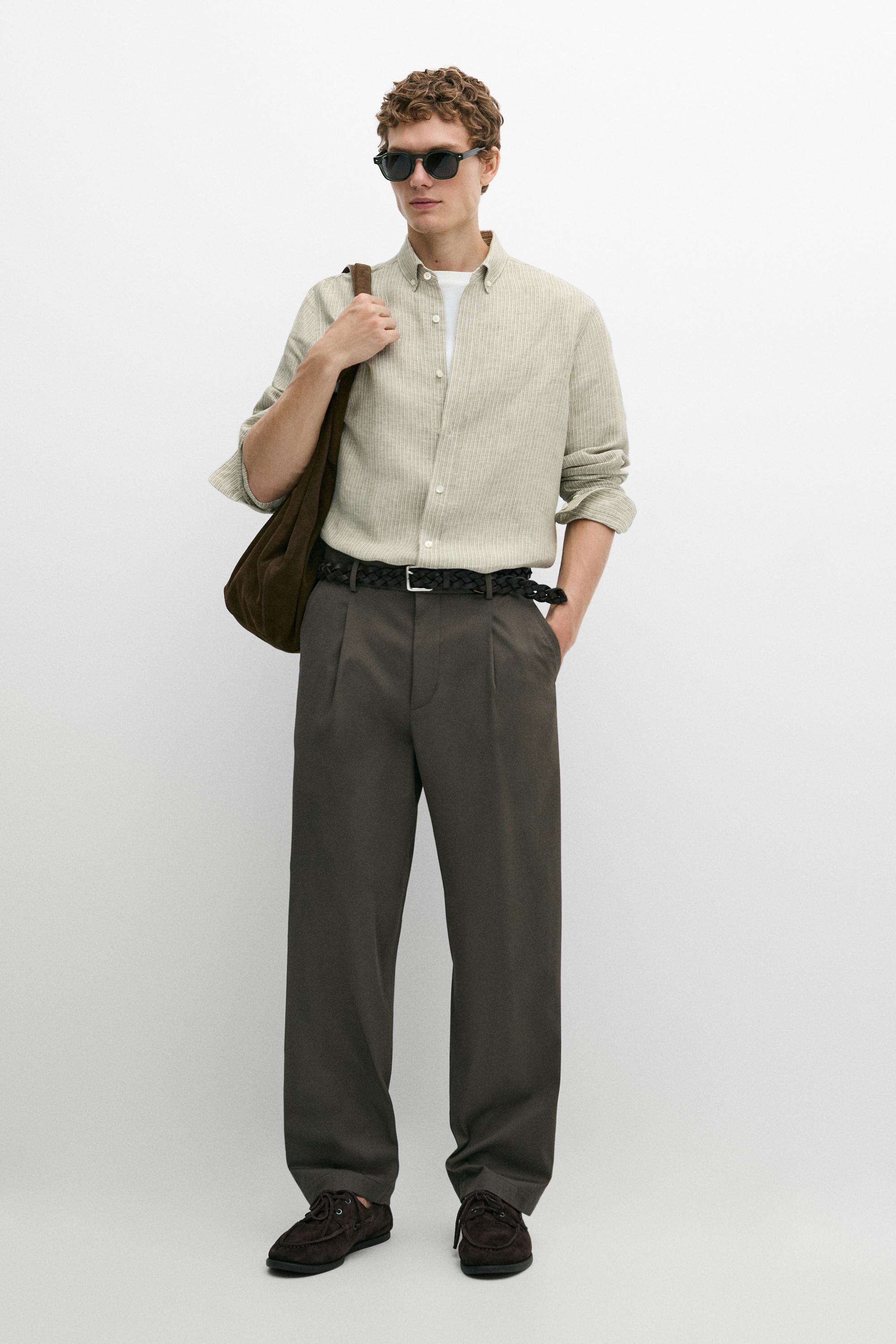Flowing pants with darts Khaki