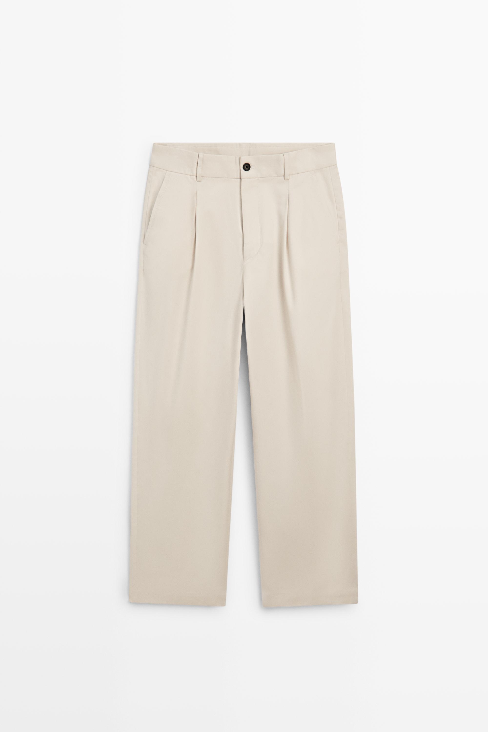 Flowing pants with darts Beige