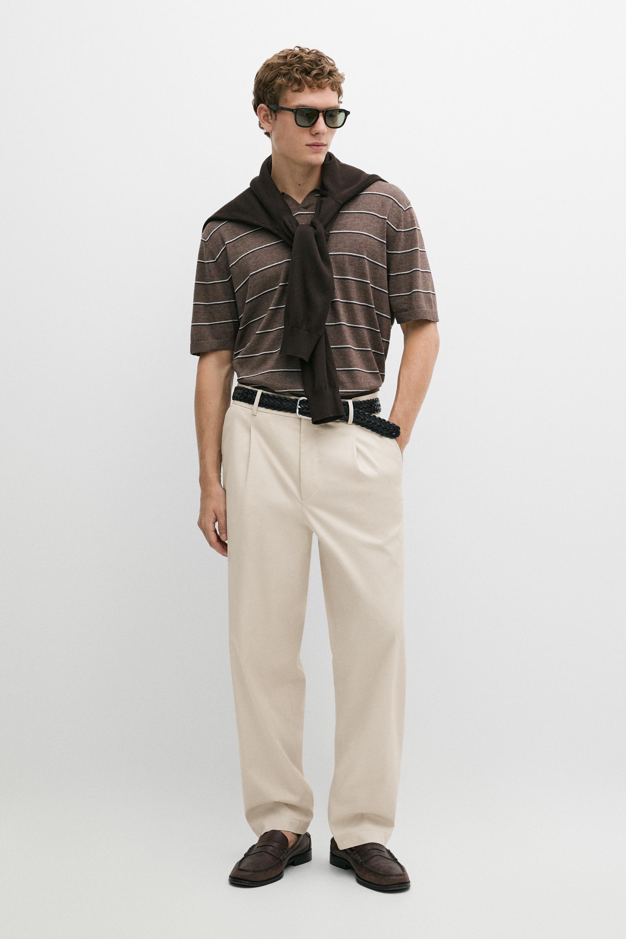 Flowing pants with darts Beige