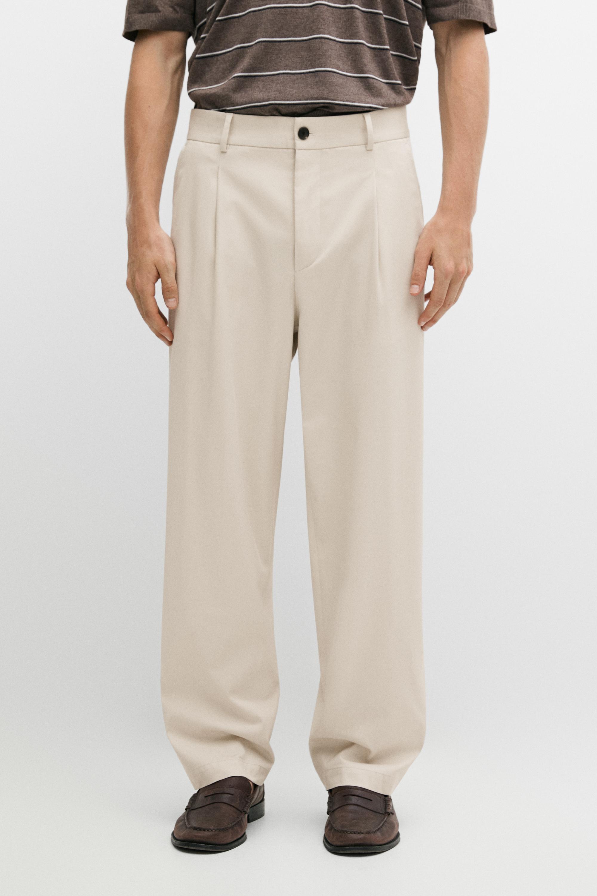 Flowing pants with darts Beige