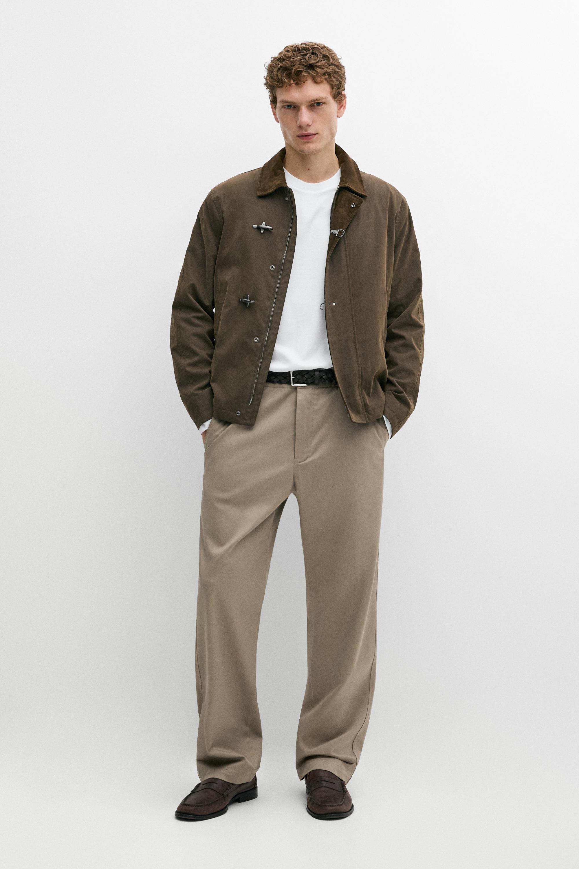 Cotton blend straight-leg pants Mink