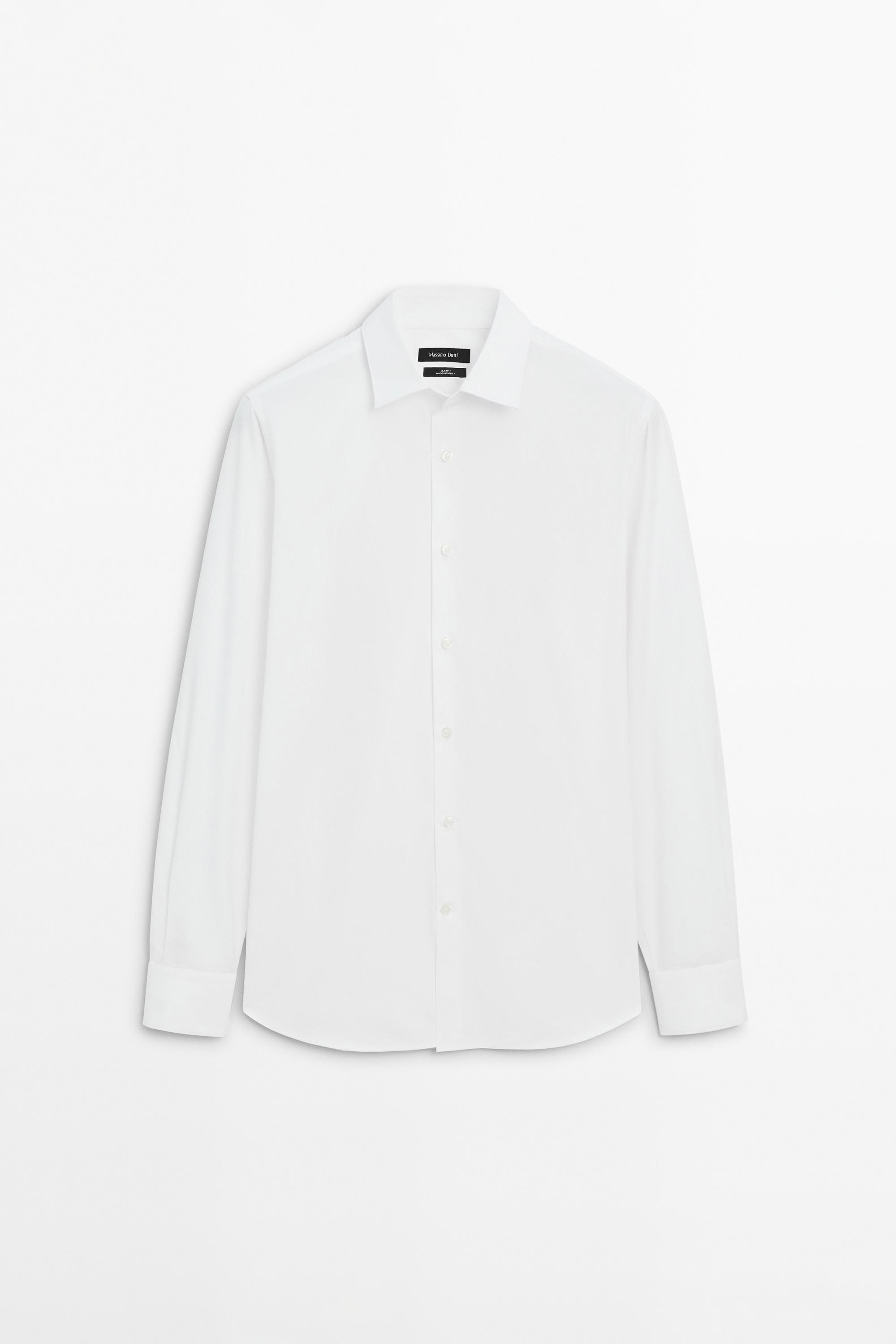 Slim fit 100% cotton poplin shirt White