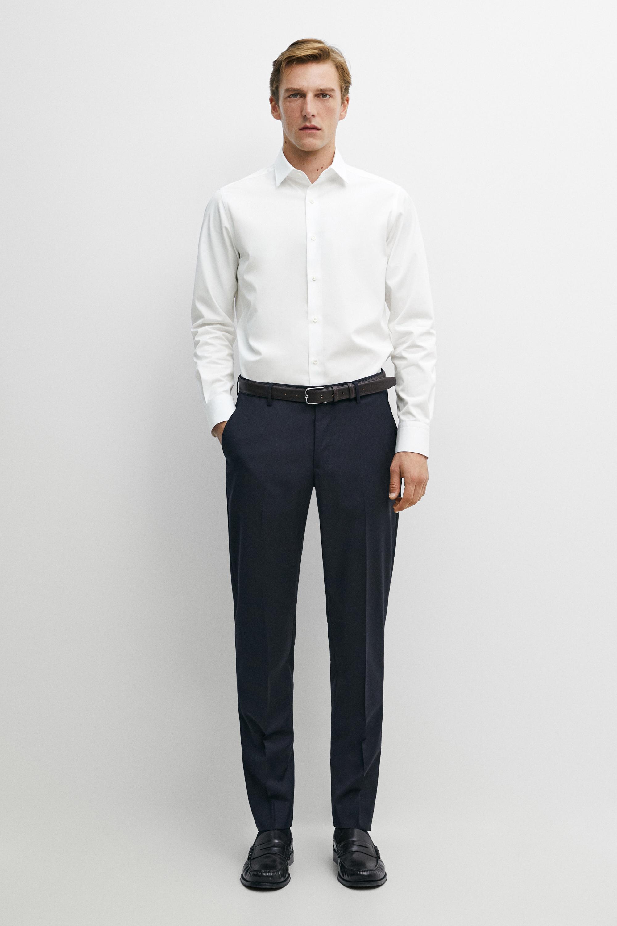 Slim fit 100% cotton poplin shirt White