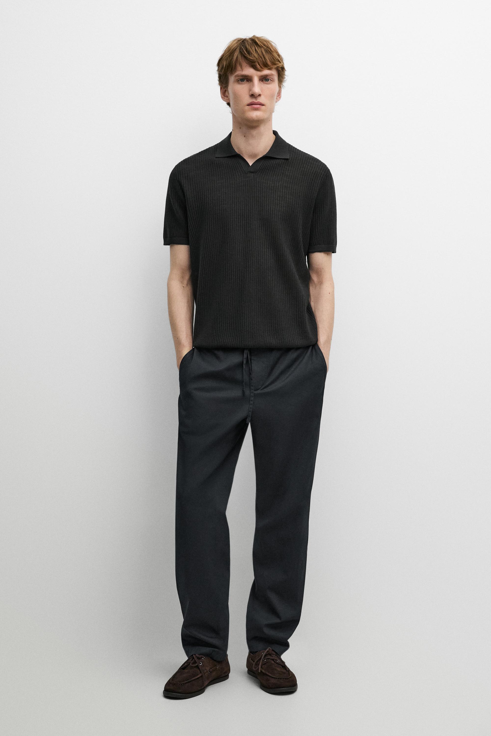 Cotton blend jogger fit pants Navy Blue
