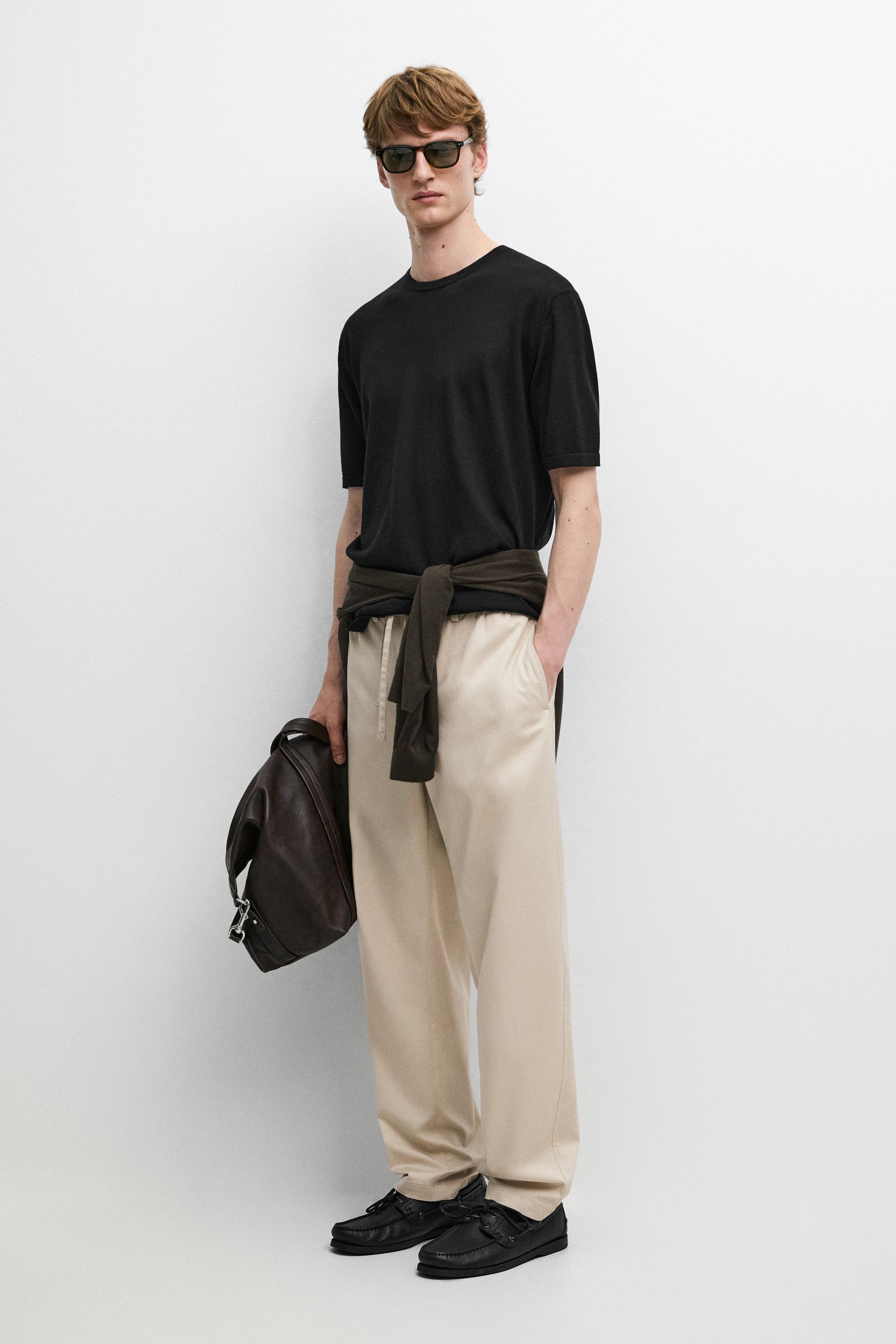 Cotton blend jogger fit pants Beige