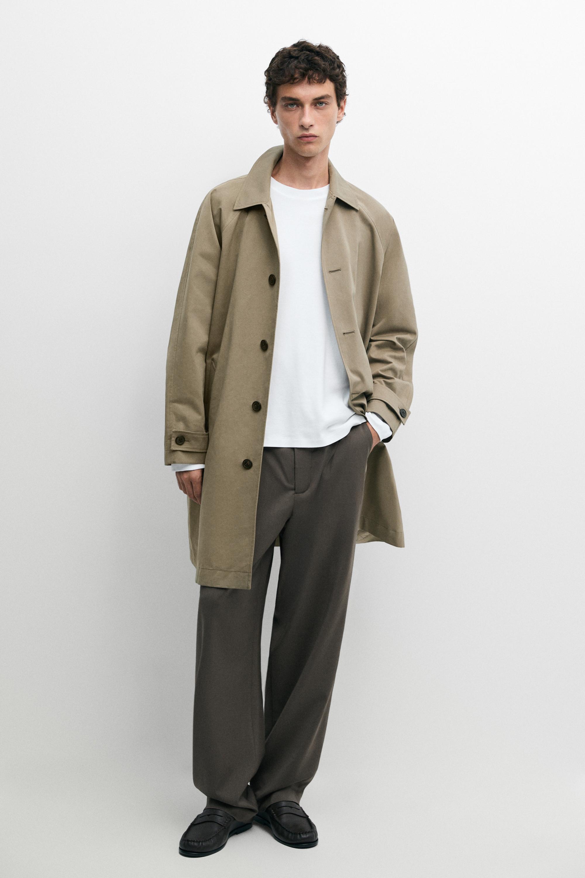 Relaxed-fit darted 100% cool wool pants Greyish Green