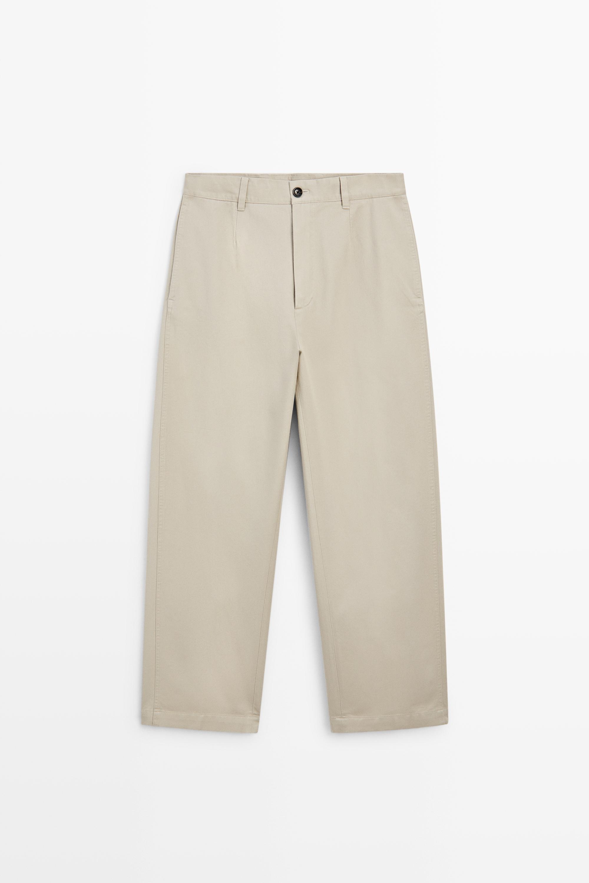 Pleated barrel fit pants Beige
