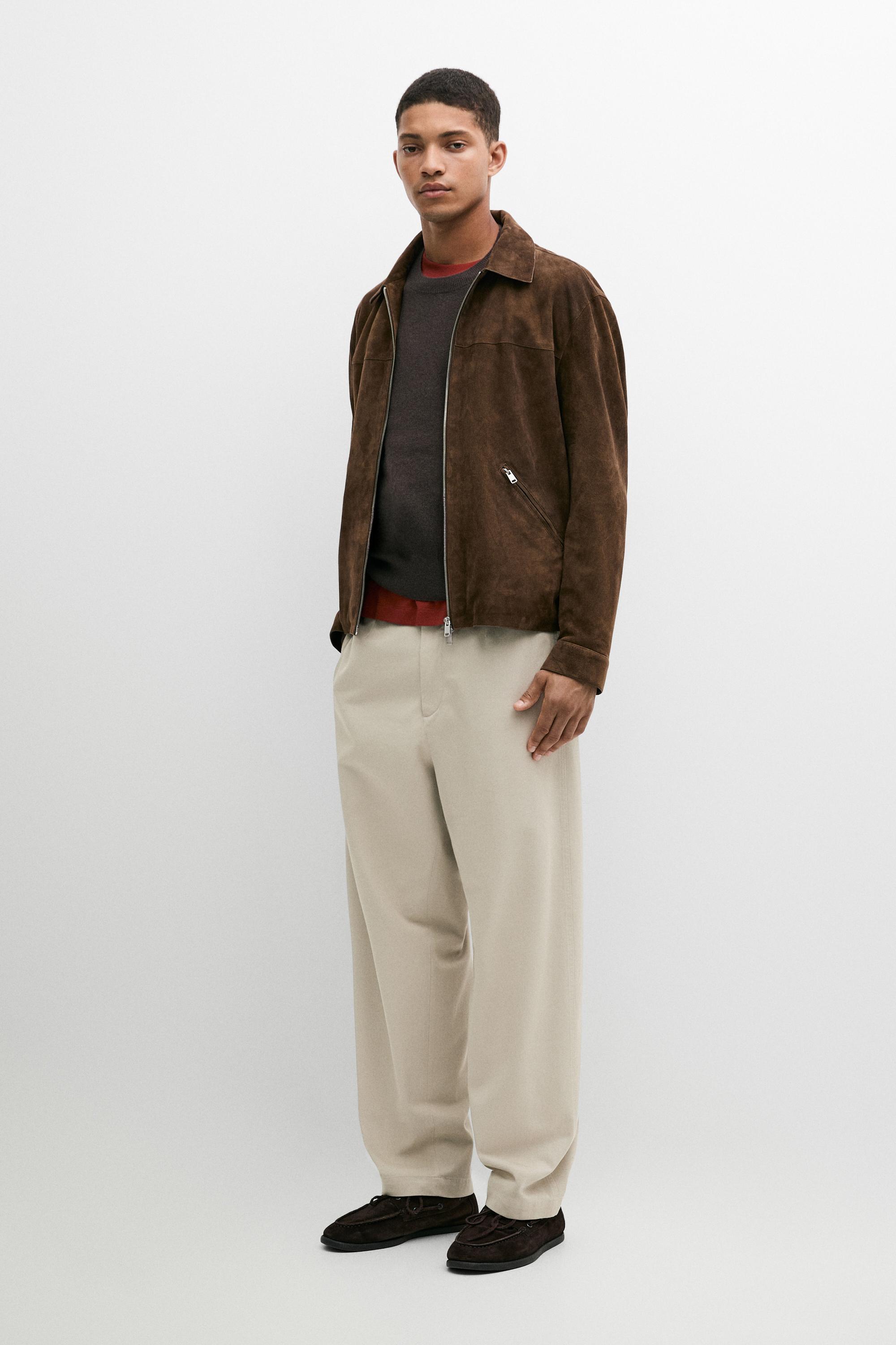 Pleated barrel fit pants Beige
