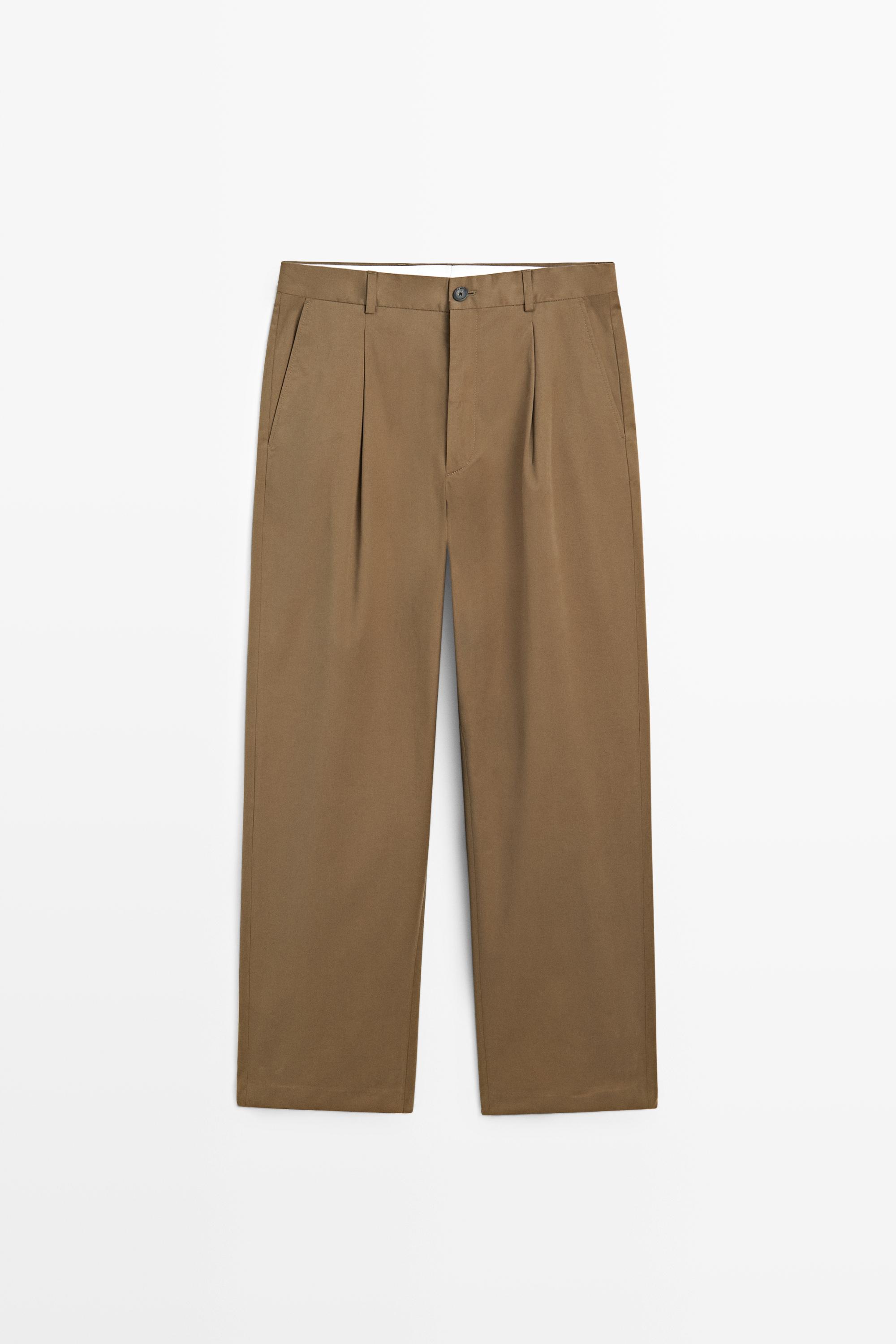 Cotton blend relaxed fit pants Caramel
