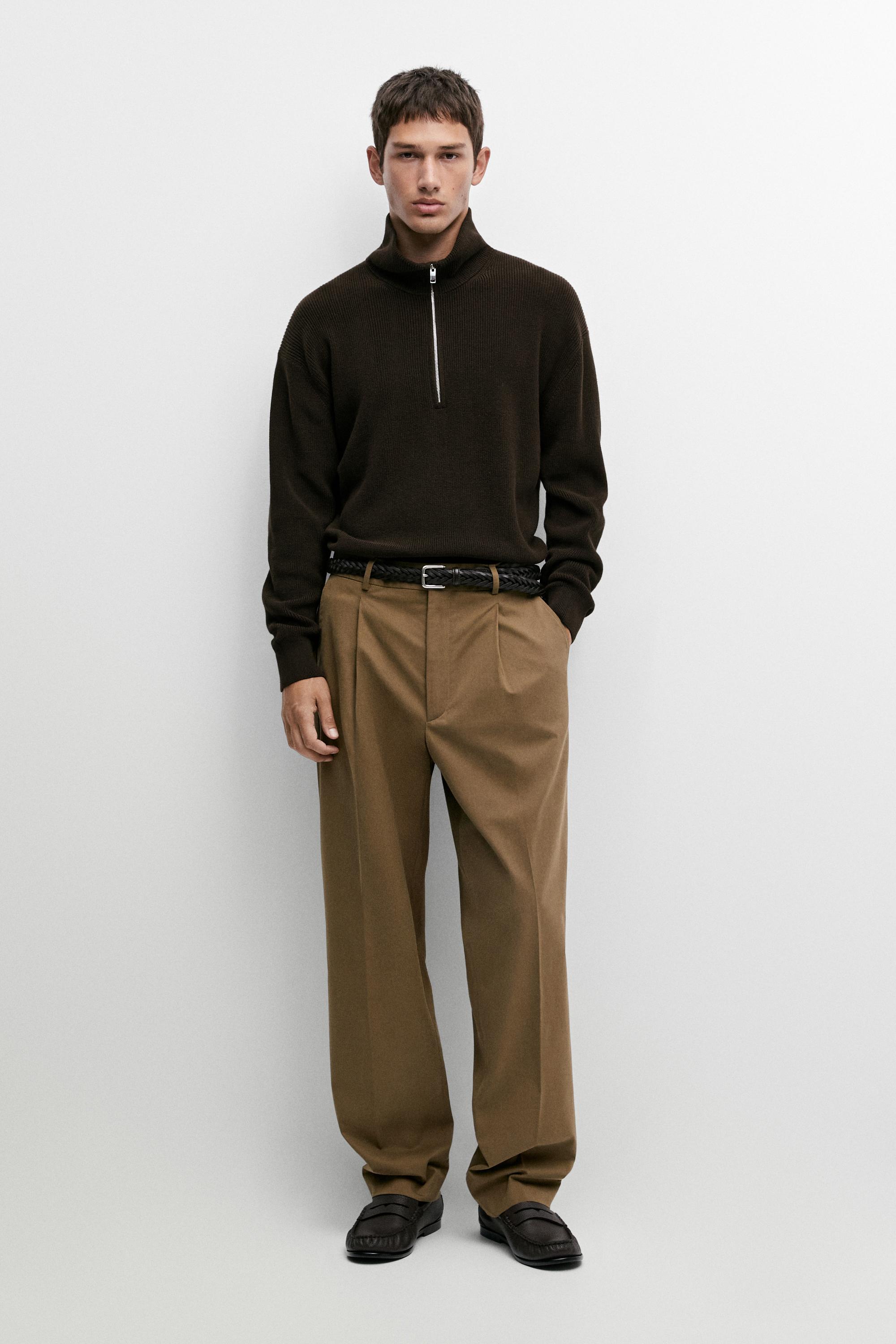 Cotton blend relaxed fit pants Caramel